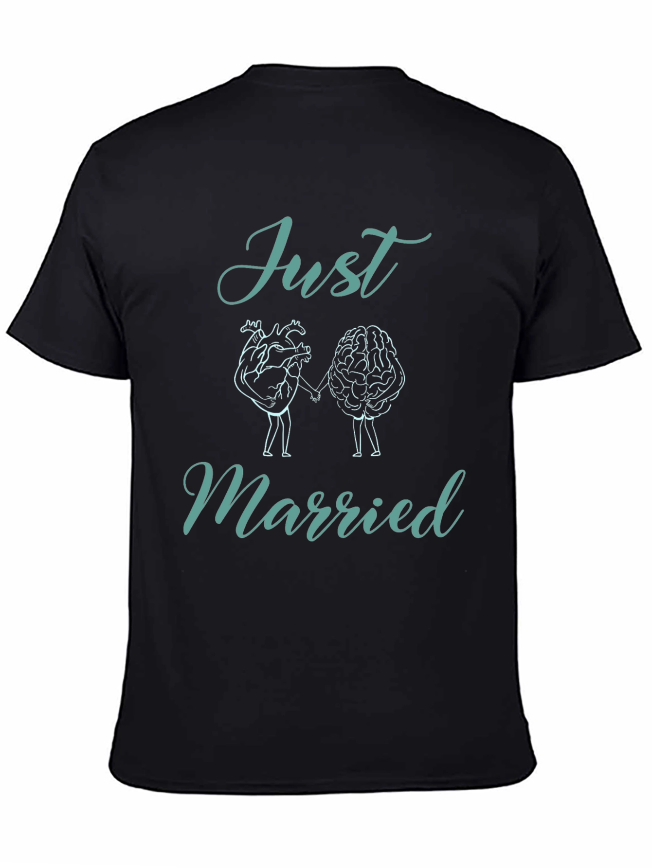 Just Married T-Shirt: Heart & Brain Design