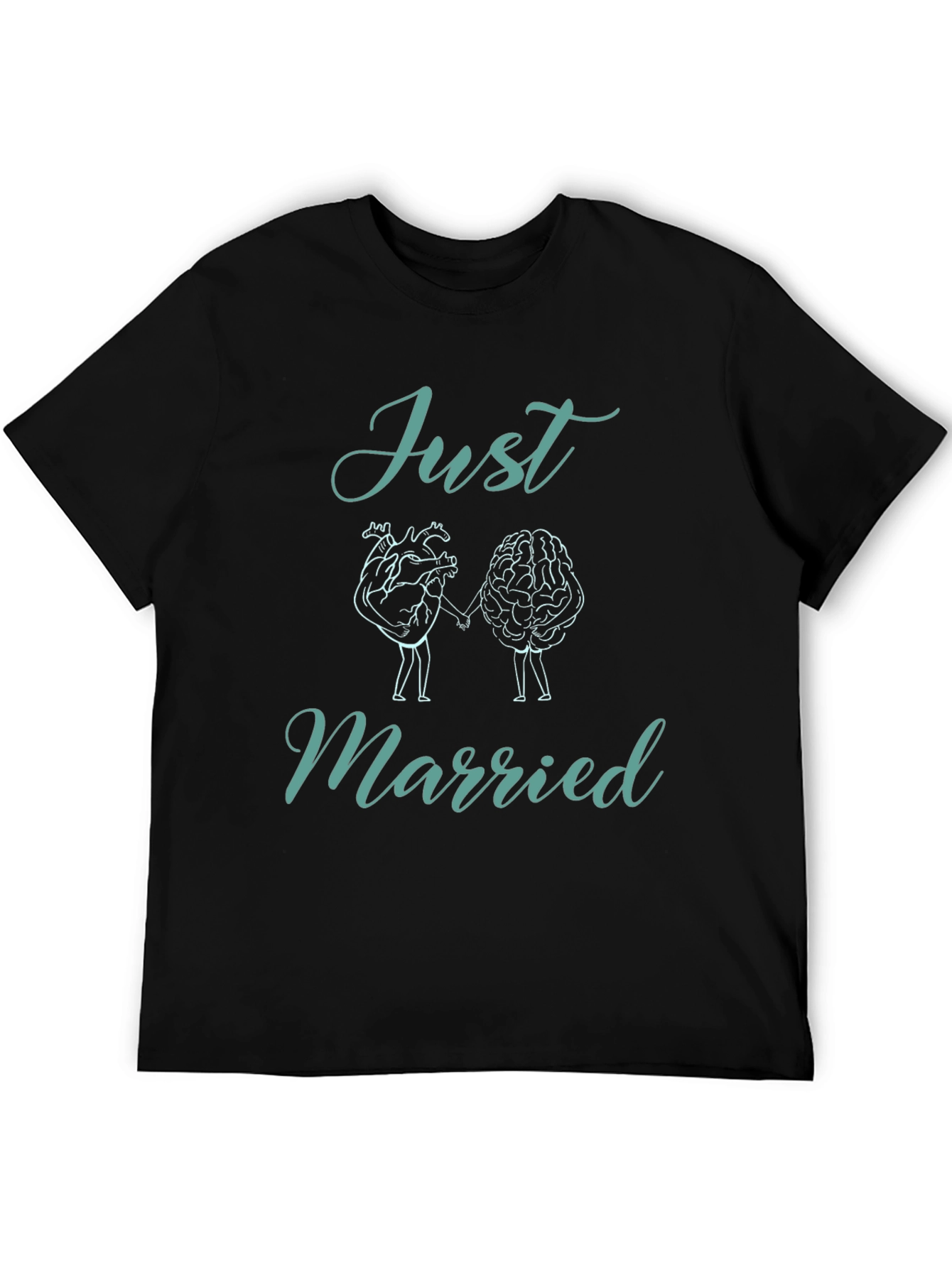 Just Married T-Shirt: Heart & Brain Design