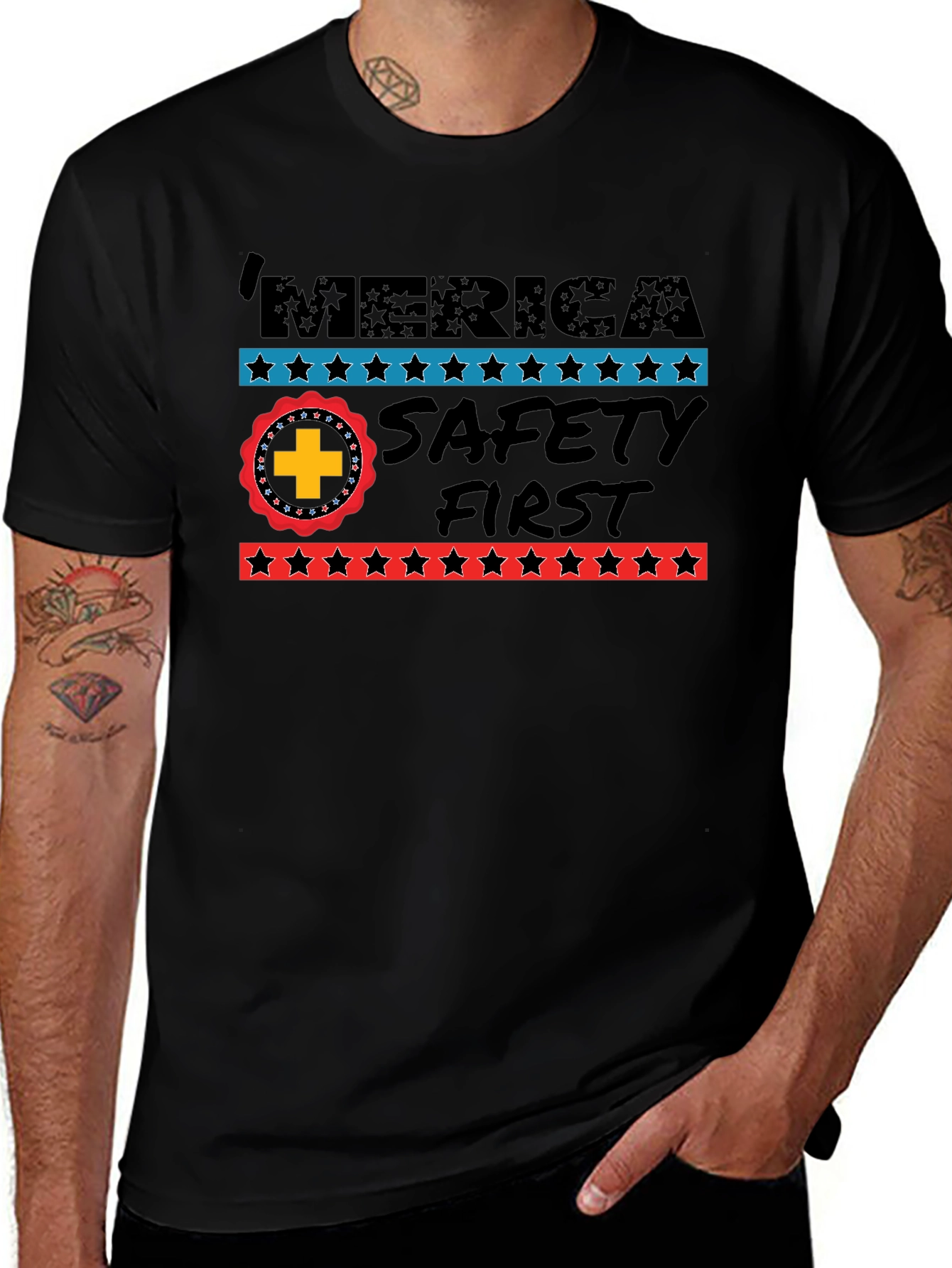 MERICA Safety First Graphic Print Tee