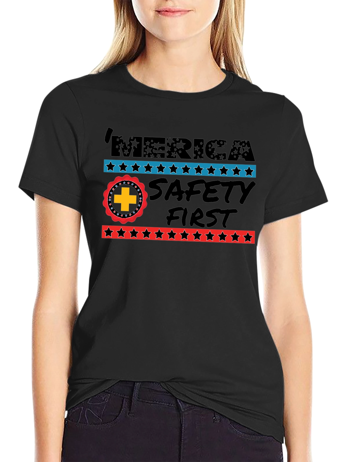 MERICA Safety First Graphic Print Tee