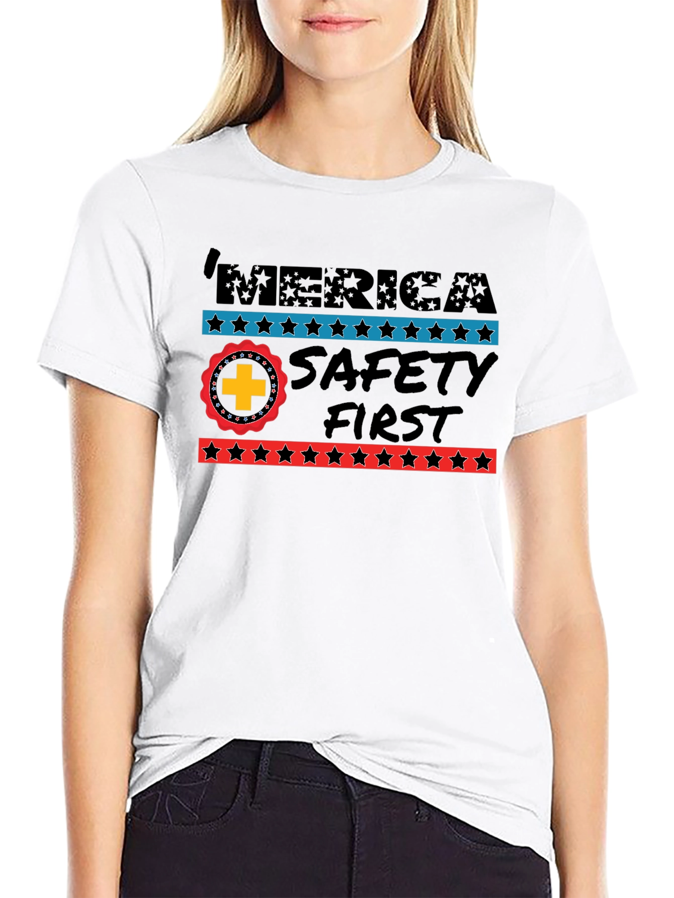 MERICA Safety First Graphic Print Tee
