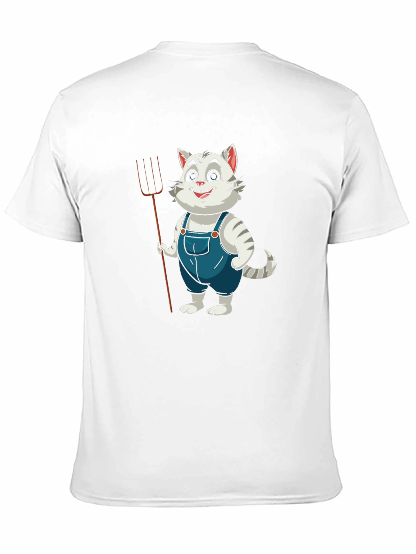 Cartoon Cat Farmer Black T-Shirt