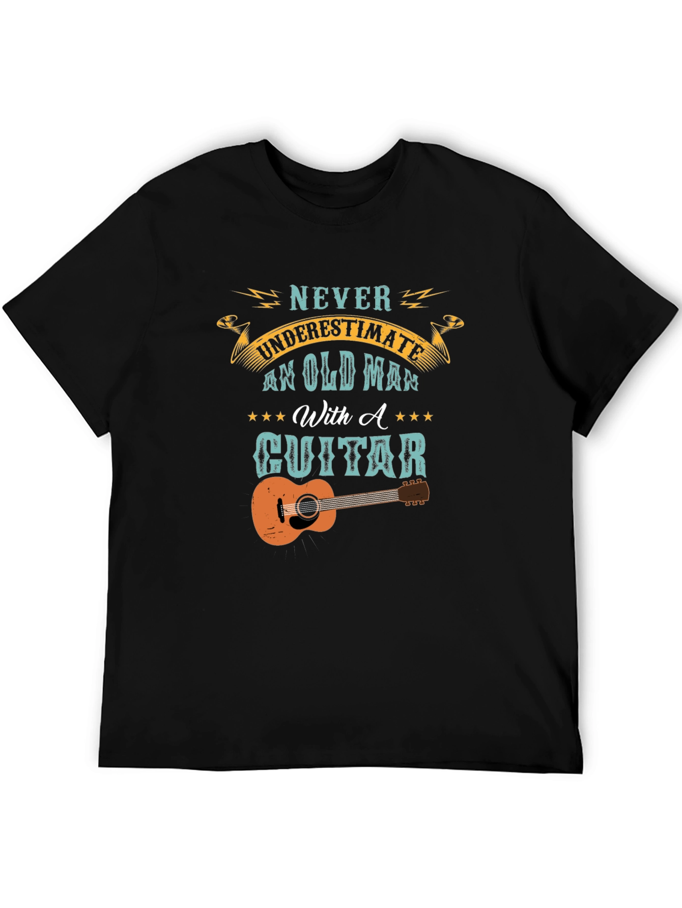 Old Man With A Guitar Graphic Tee - Black