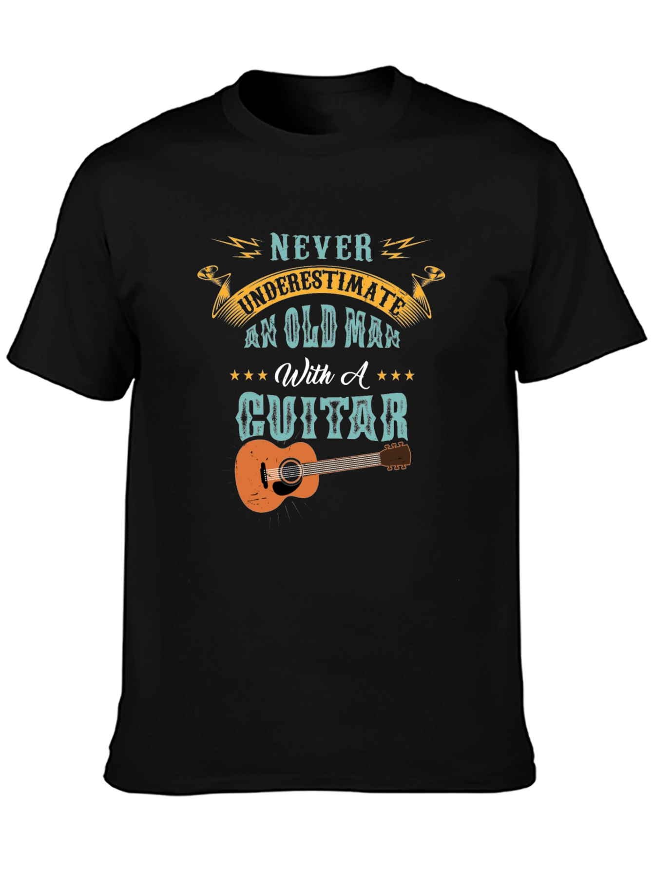 Old Man With A Guitar Graphic Tee - Black