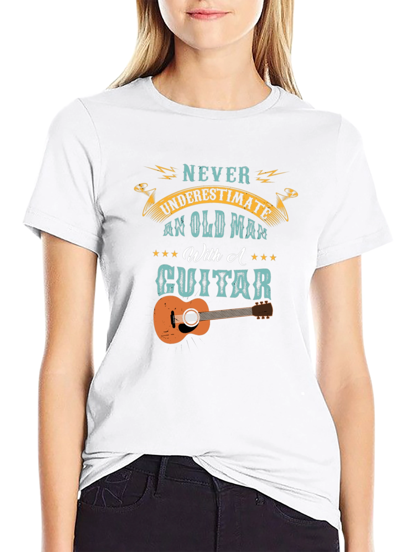 Old Man With A Guitar Graphic Tee - Black