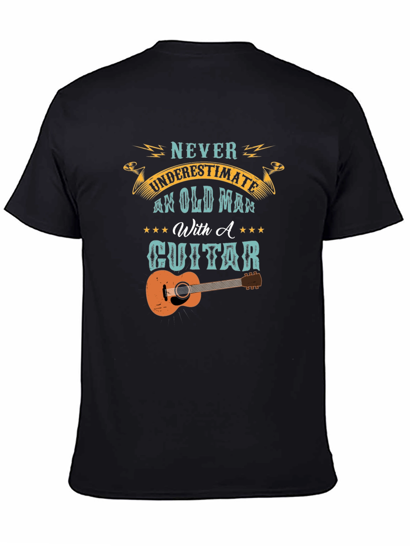 Old Man With A Guitar Graphic Tee - Black