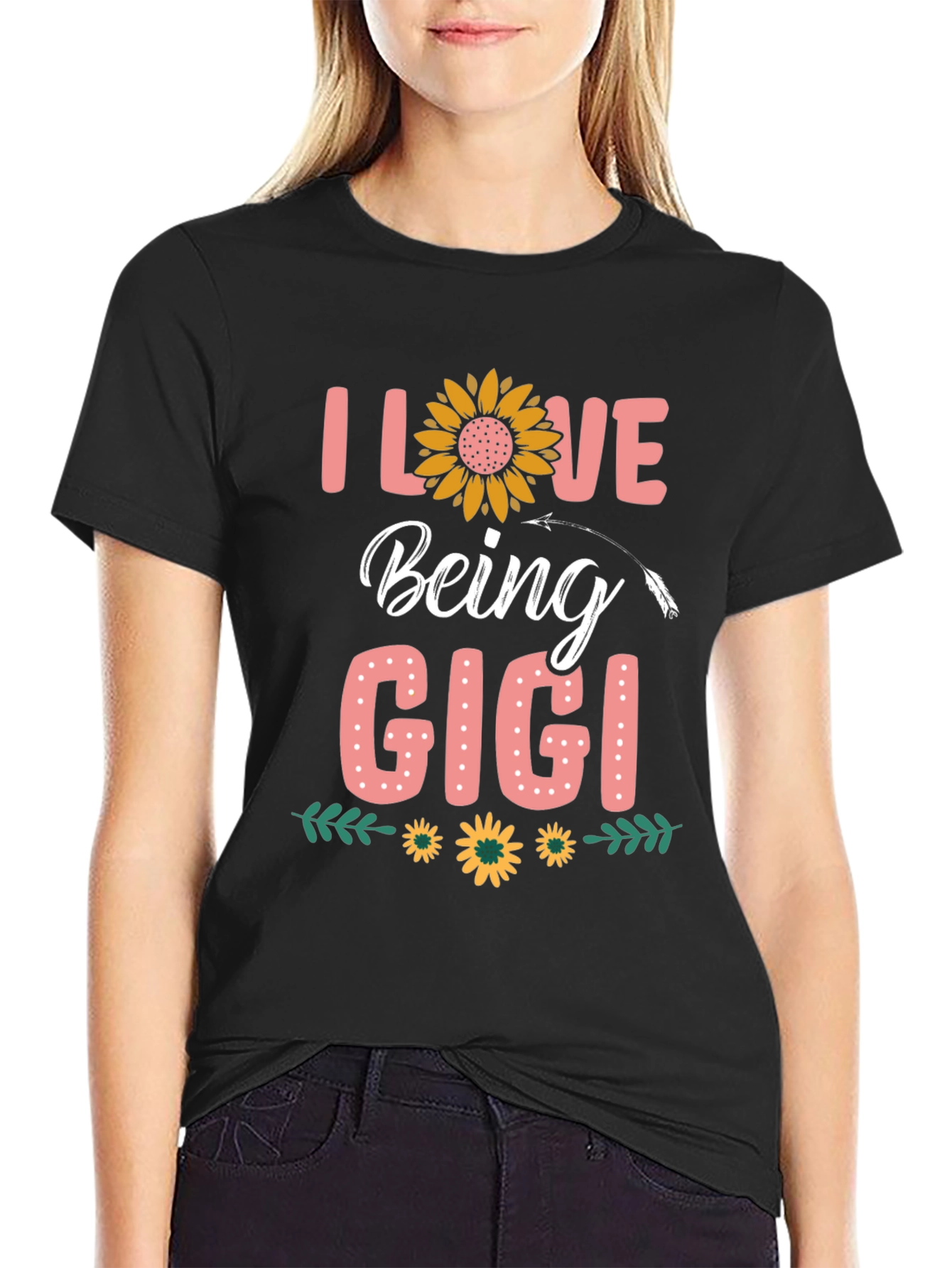 I Love Being Gigi T-Shirt Sunflower Design