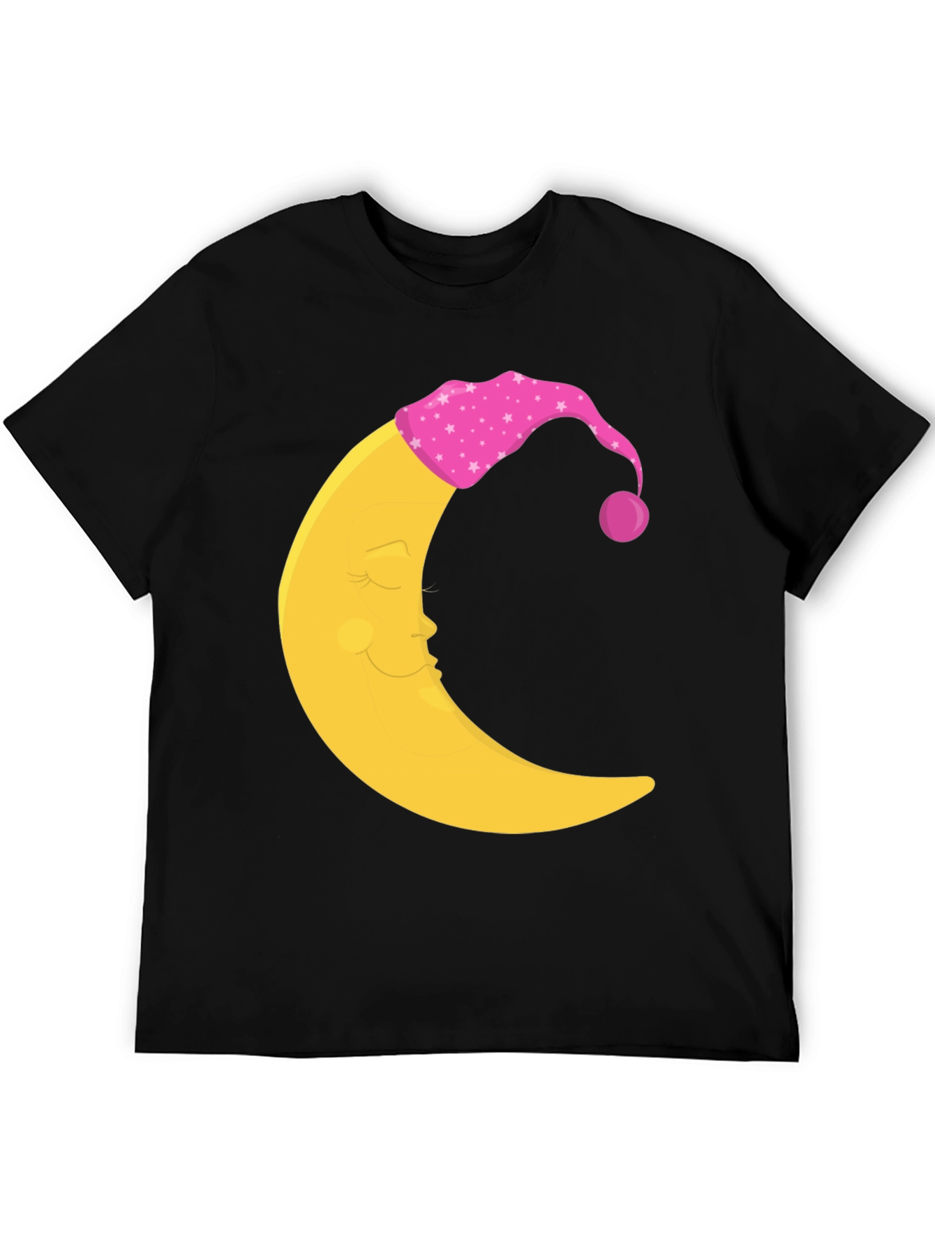 Sleepy Moon Graphic Tee - Black Cotton Comfort