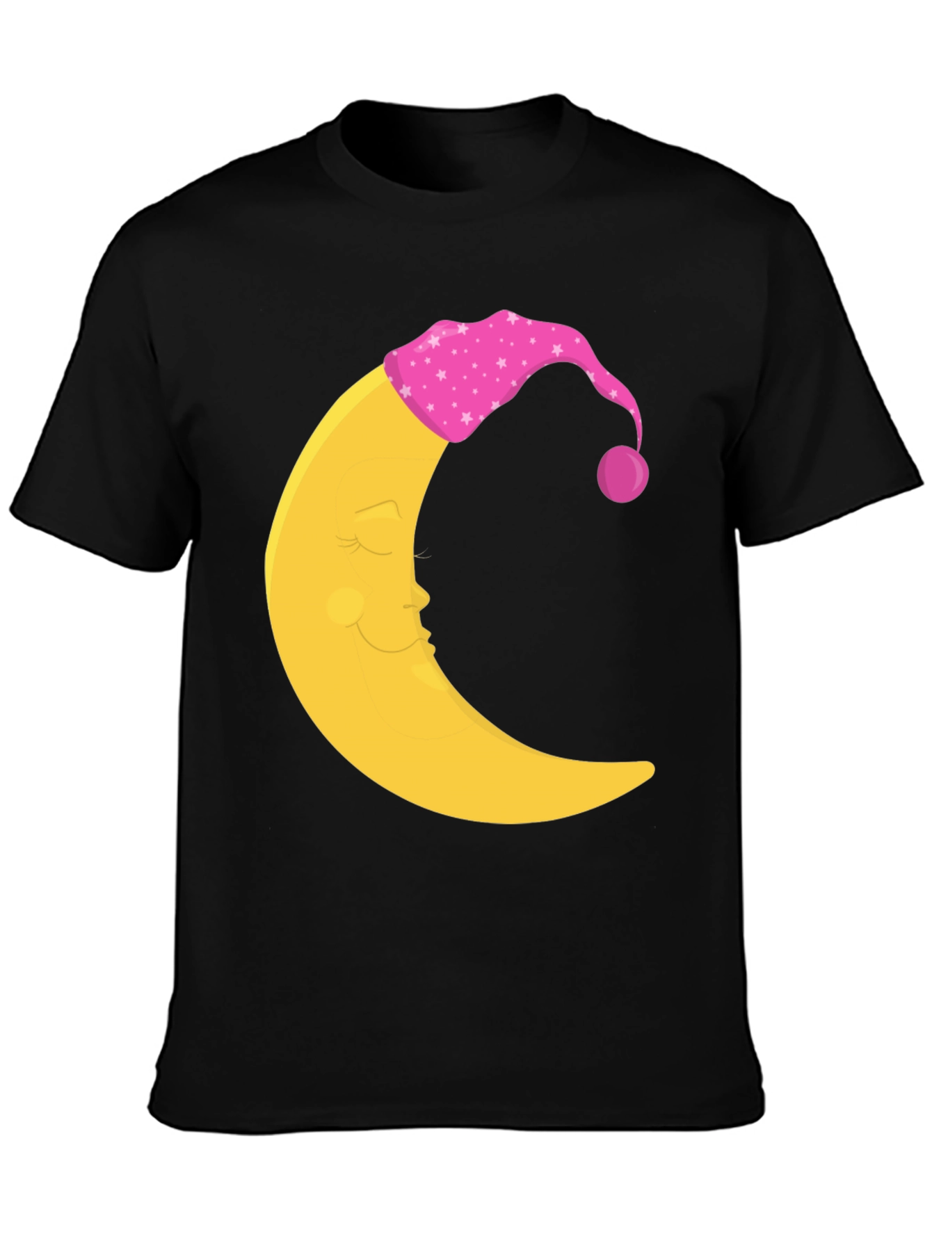 Sleepy Moon Graphic Tee - Black Cotton Comfort