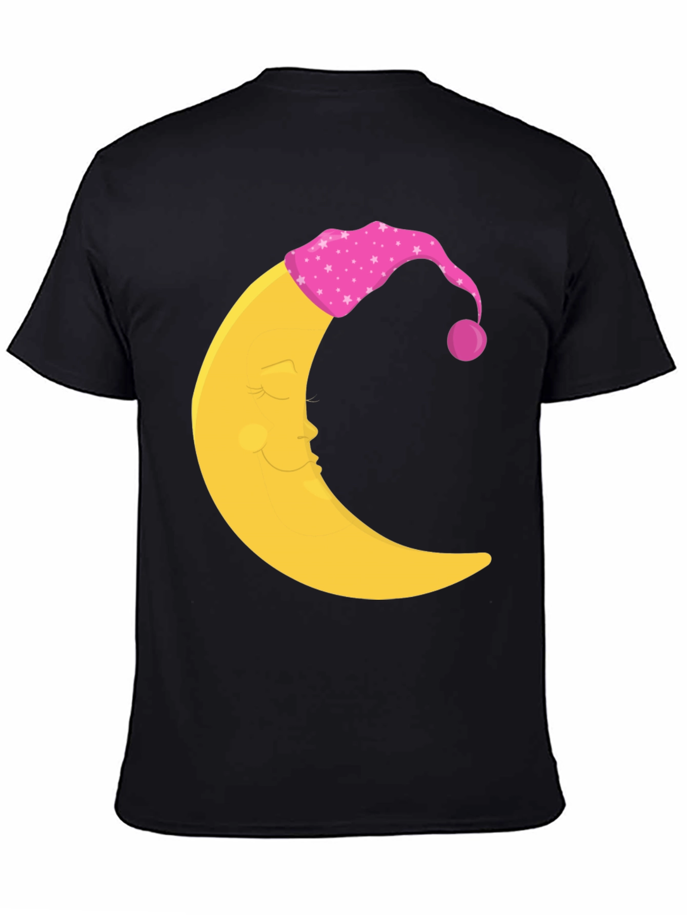 Sleepy Moon Graphic Tee - Black Cotton Comfort