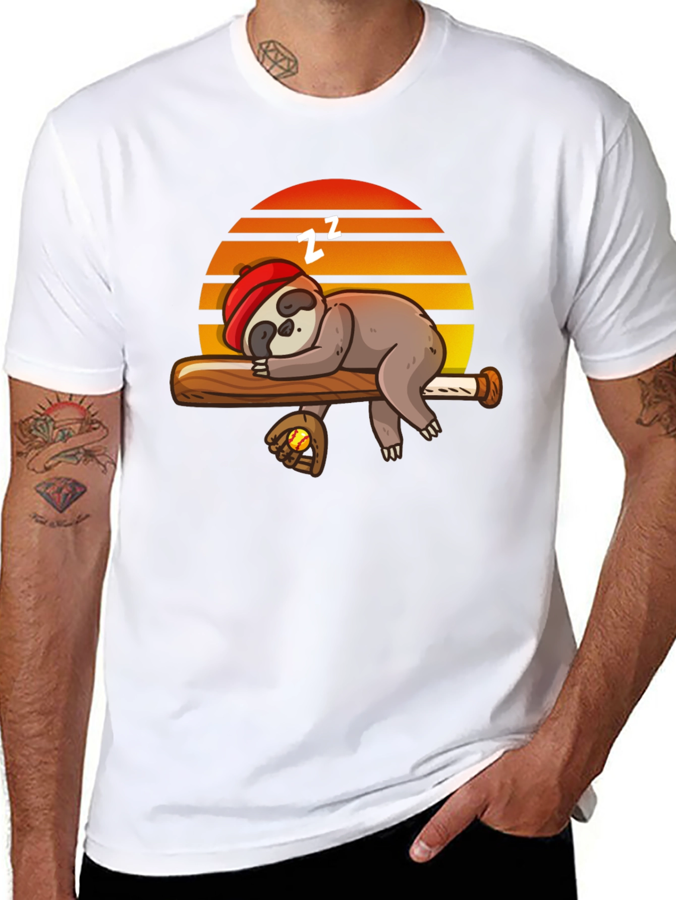 Sleeping Sloth Baseball T-Shirt