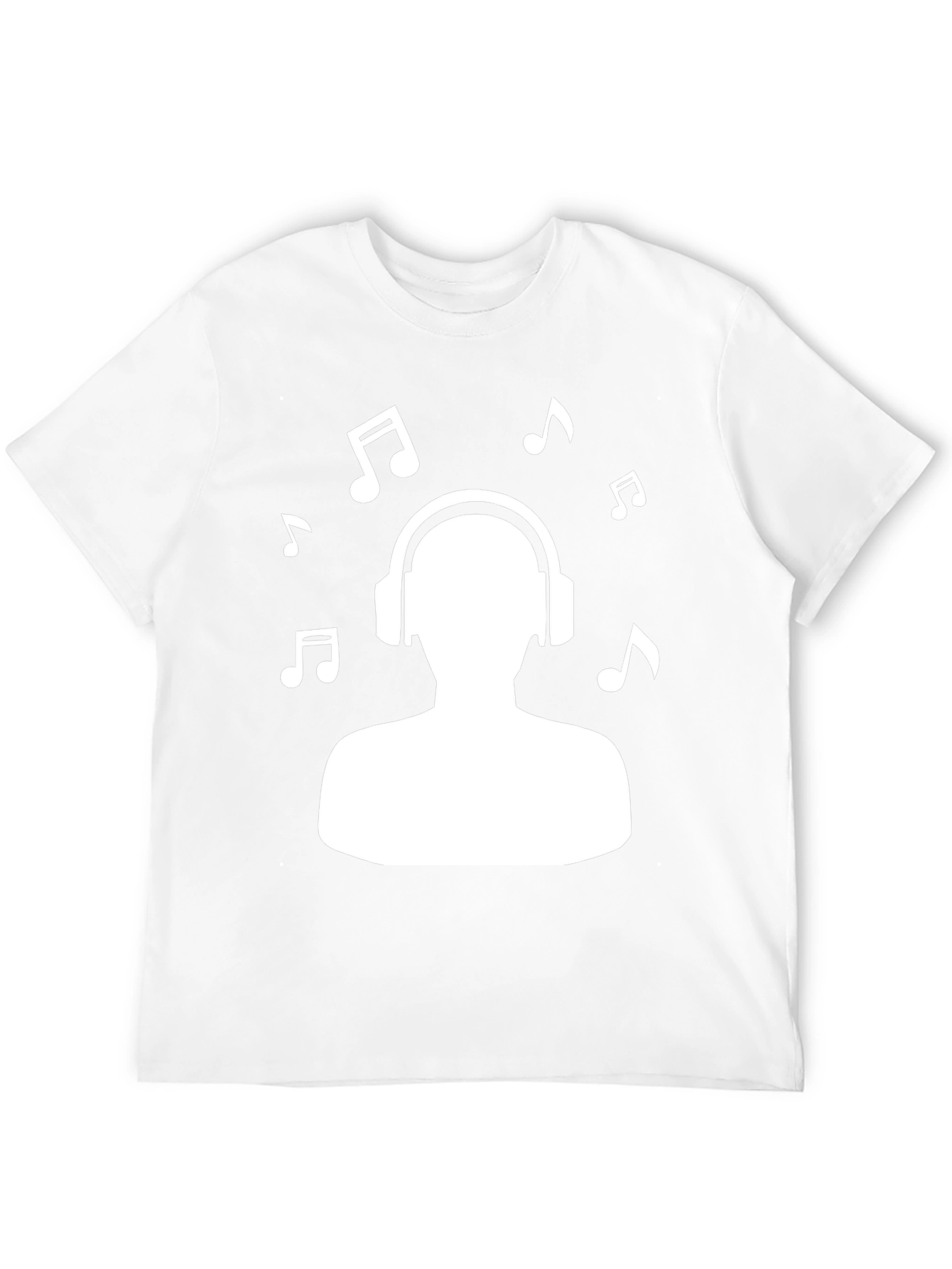 Music Lover Graphic Tee - Headphones & Notes Design