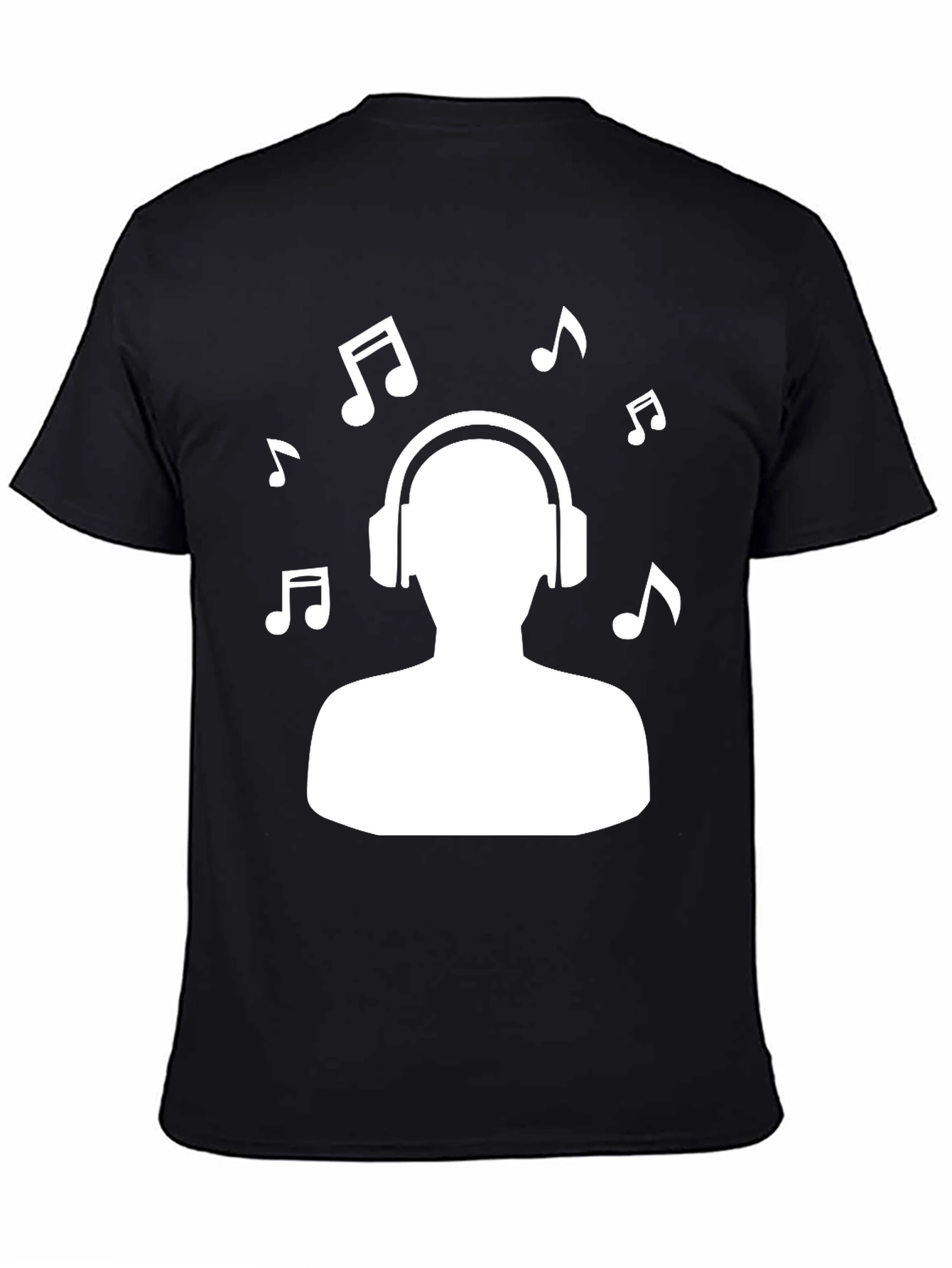 Music Lover Graphic Tee - Headphones & Notes Design