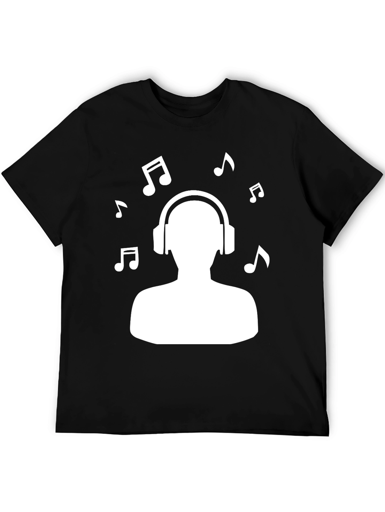 Music Lover Graphic Tee - Headphones & Notes Design