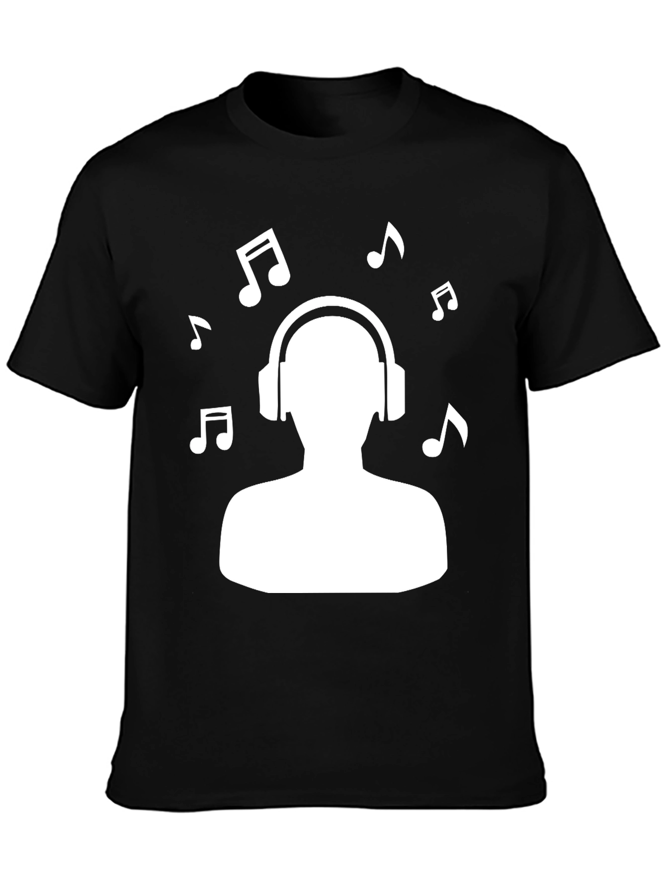 Music Lover Graphic Tee - Headphones & Notes Design
