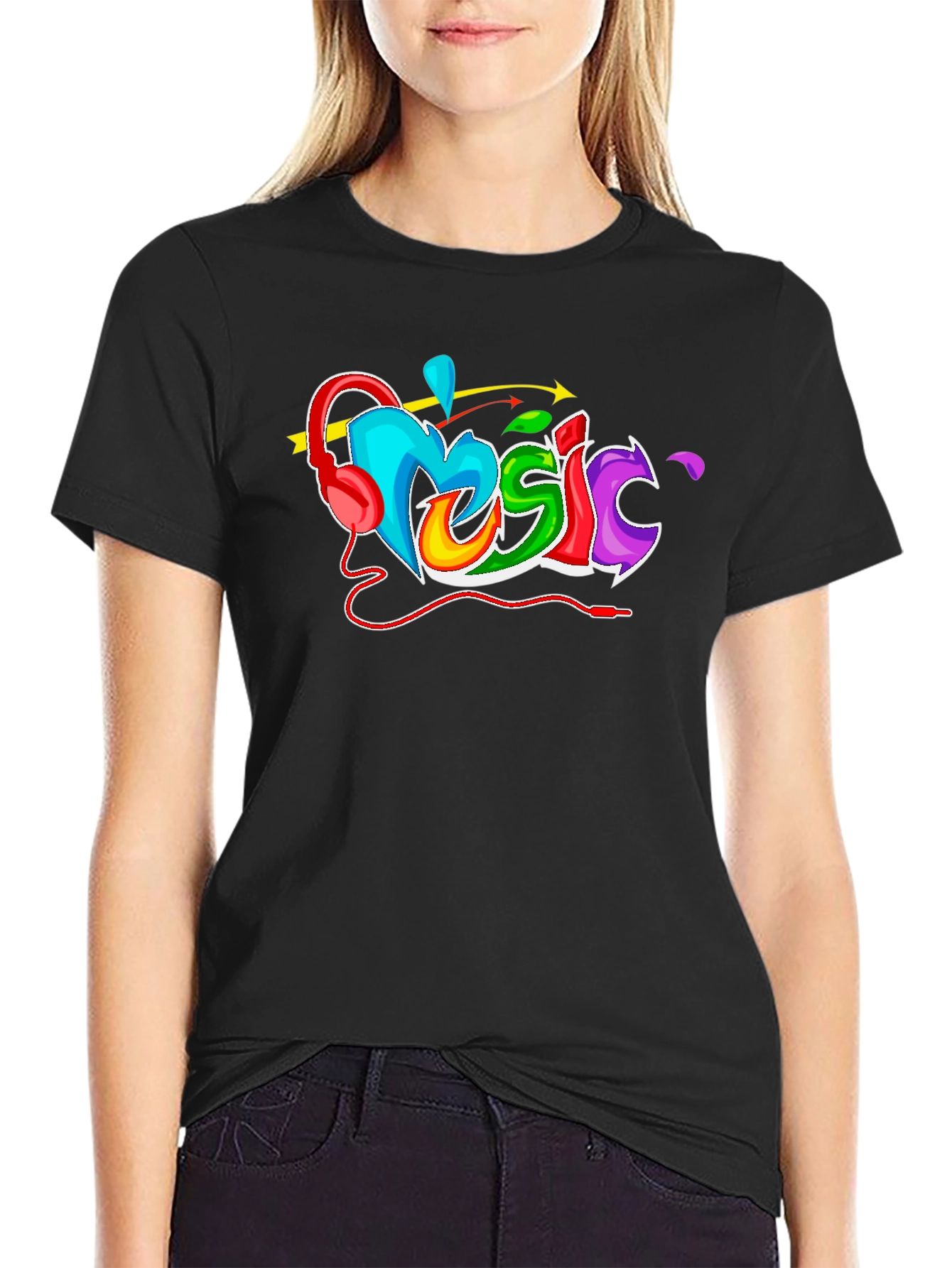 Colorful Music Graphic T-Shirt