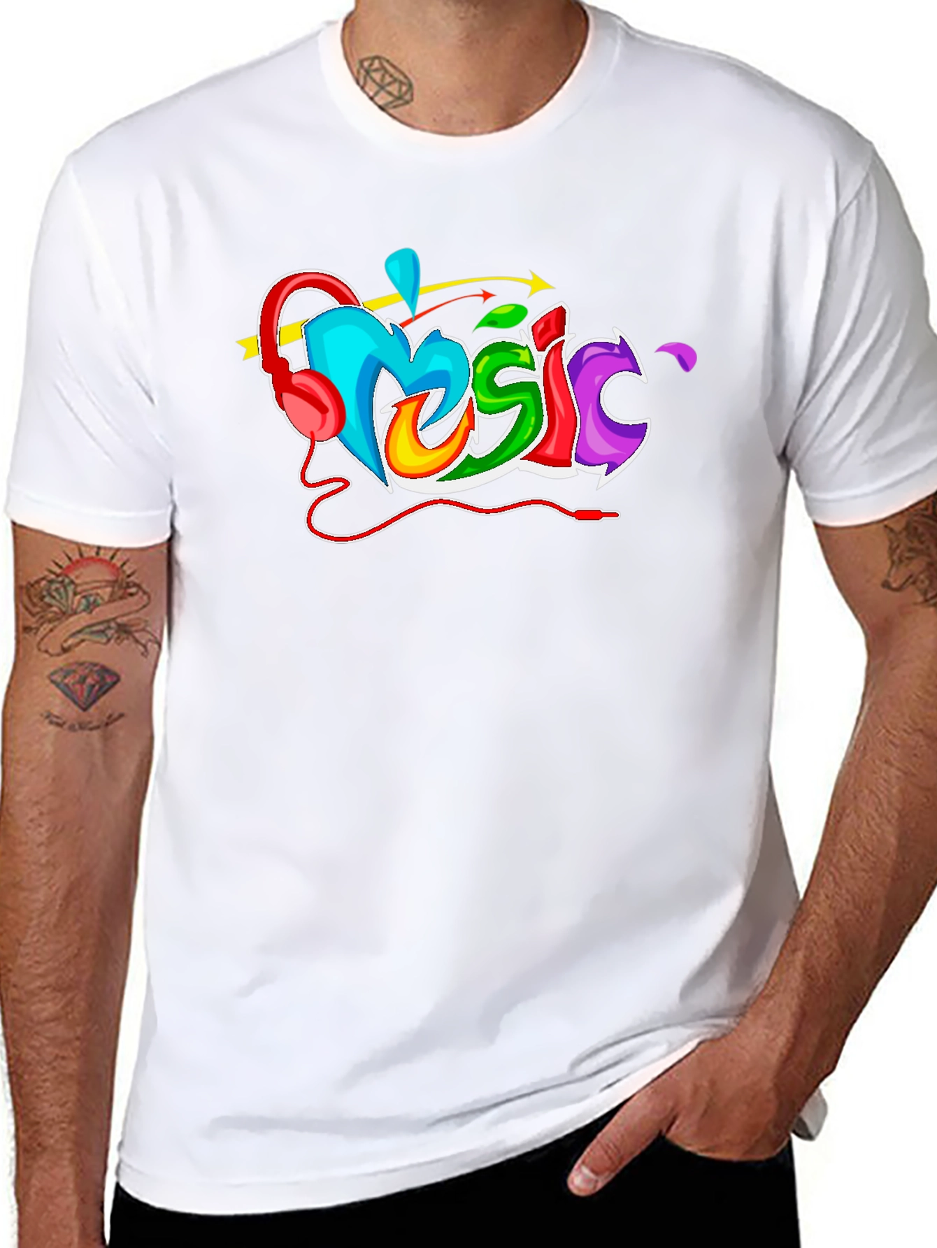 Colorful Music Graphic T-Shirt