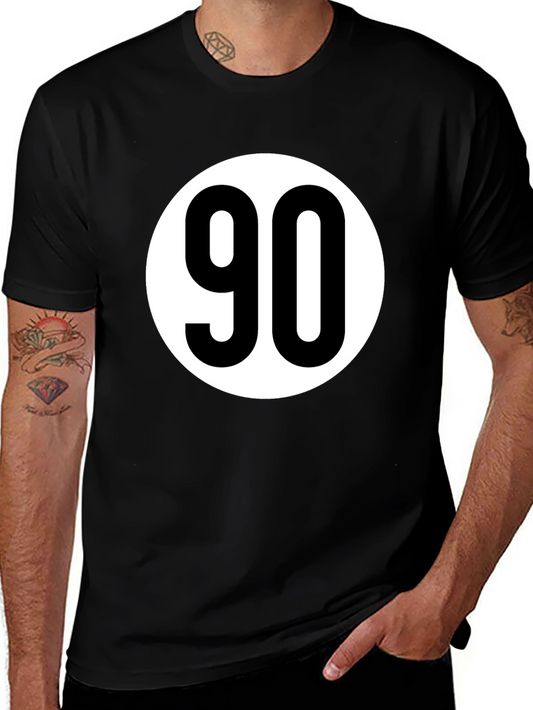 Black T-Shirt with White 90 Design