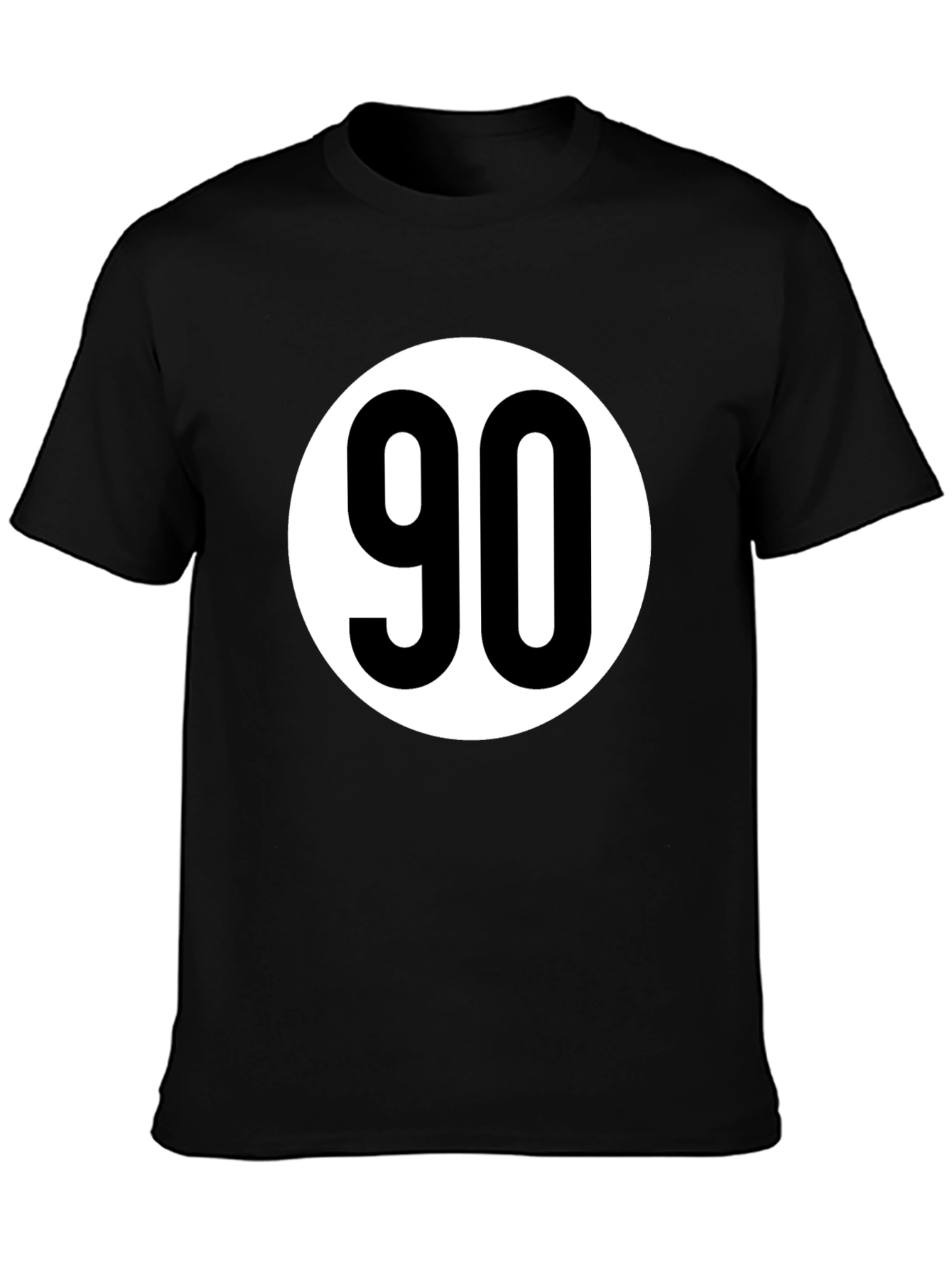 Black T-Shirt with White 90 Design