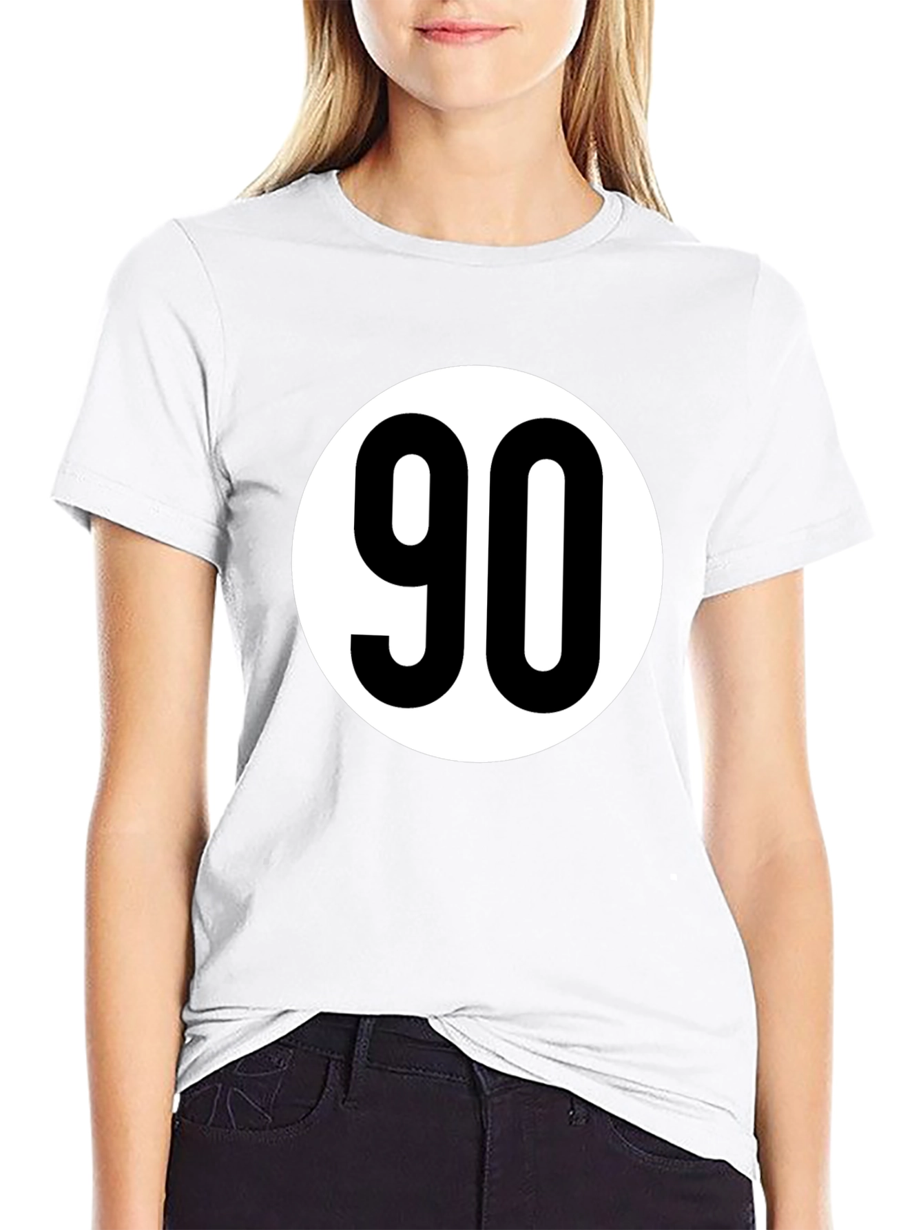 Black T-Shirt with White 90 Design