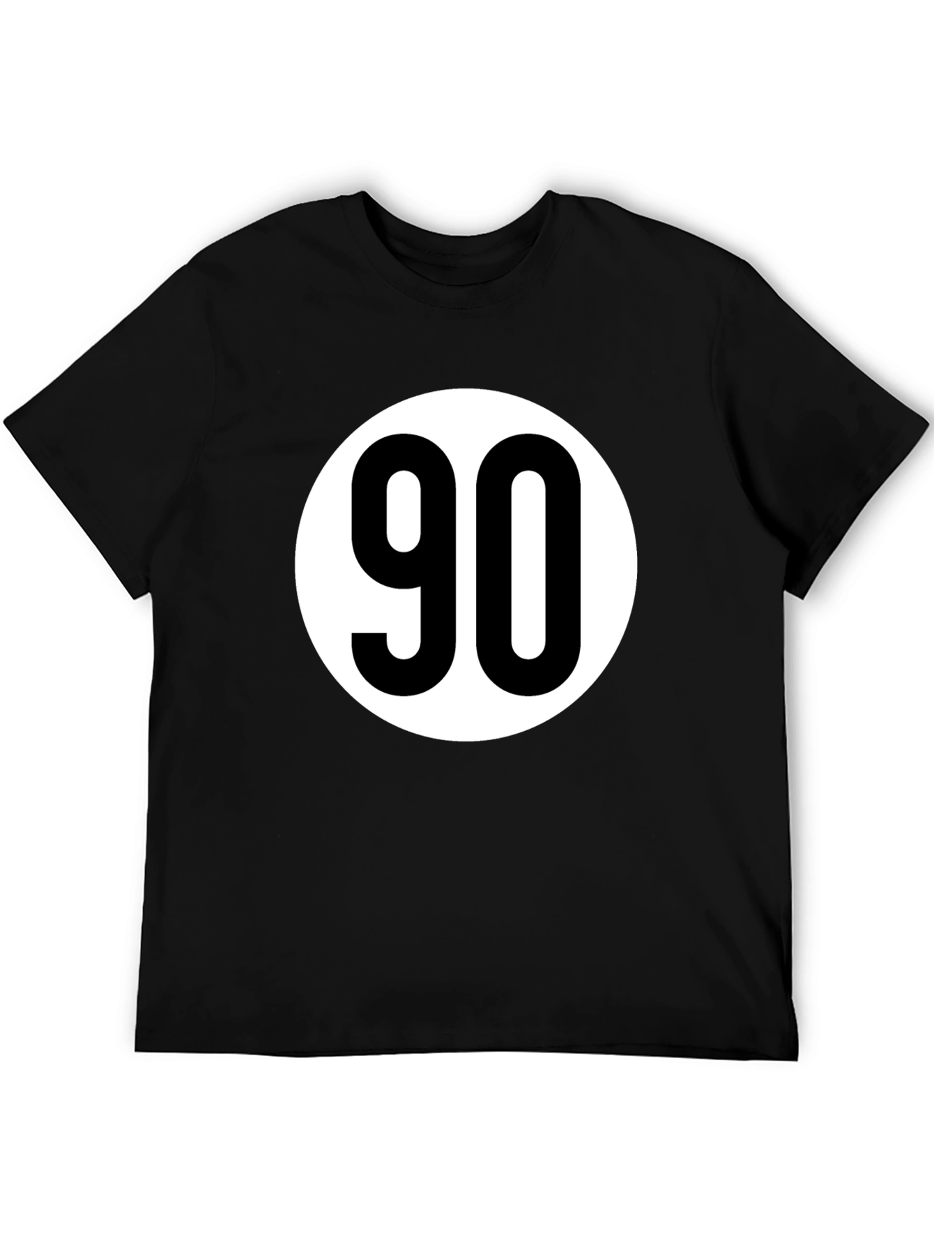 Black T-Shirt with White 90 Design