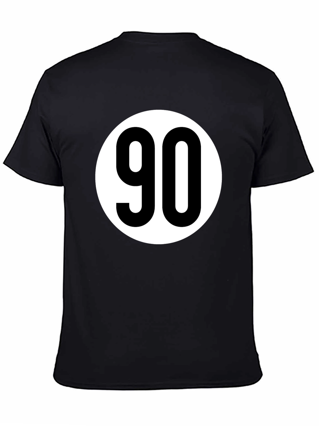 Black T-Shirt with White 90 Design
