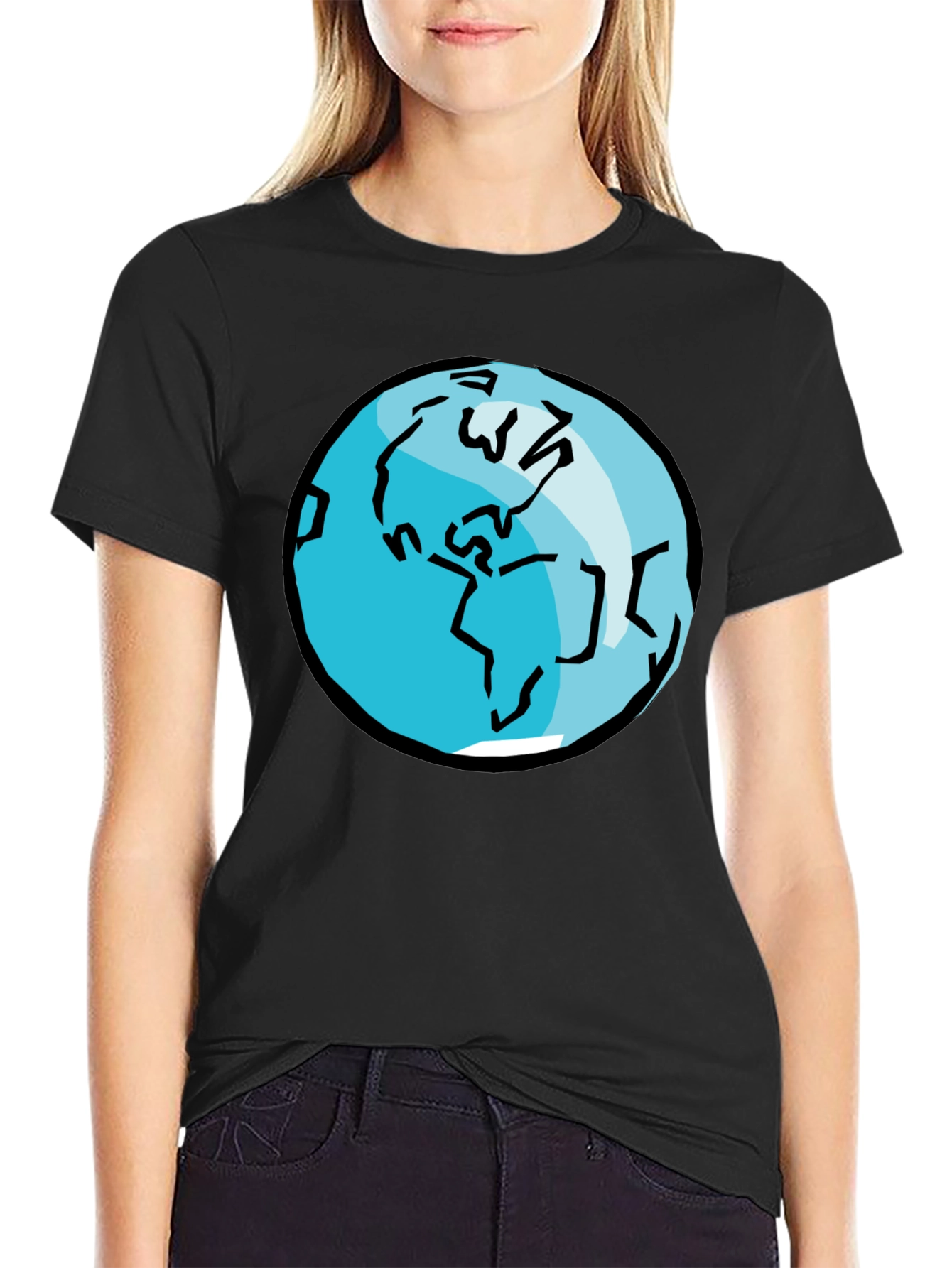 Earth Graphic Tee - Black Cotton T-Shirt