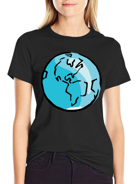 Earth Graphic Tee - Black Cotton T-Shirt