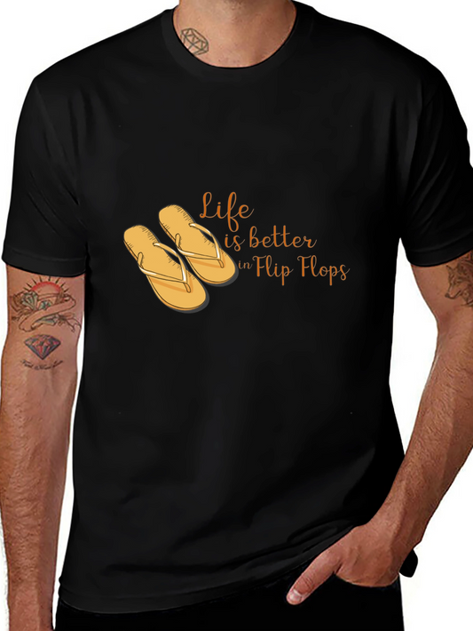 Life is Better in Flip Flops Black T-Shirt
