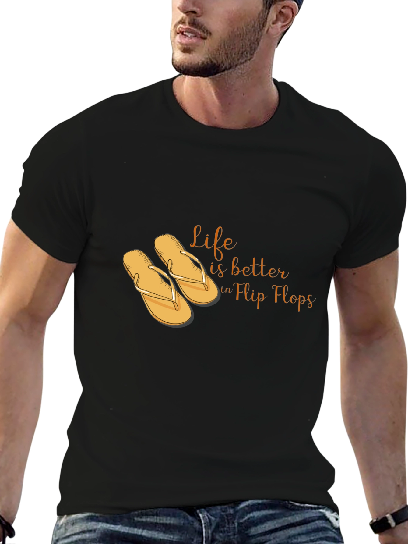 Life is Better in Flip Flops Black T-Shirt