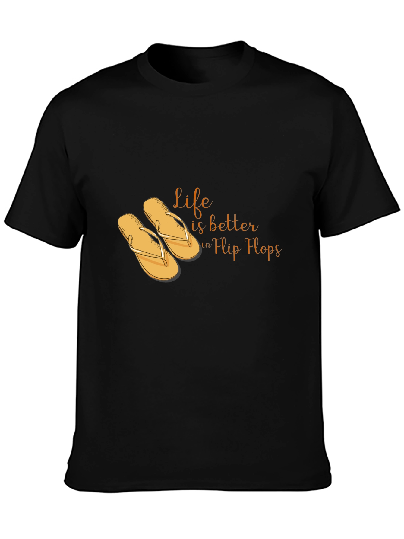 Life is Better in Flip Flops Black T-Shirt
