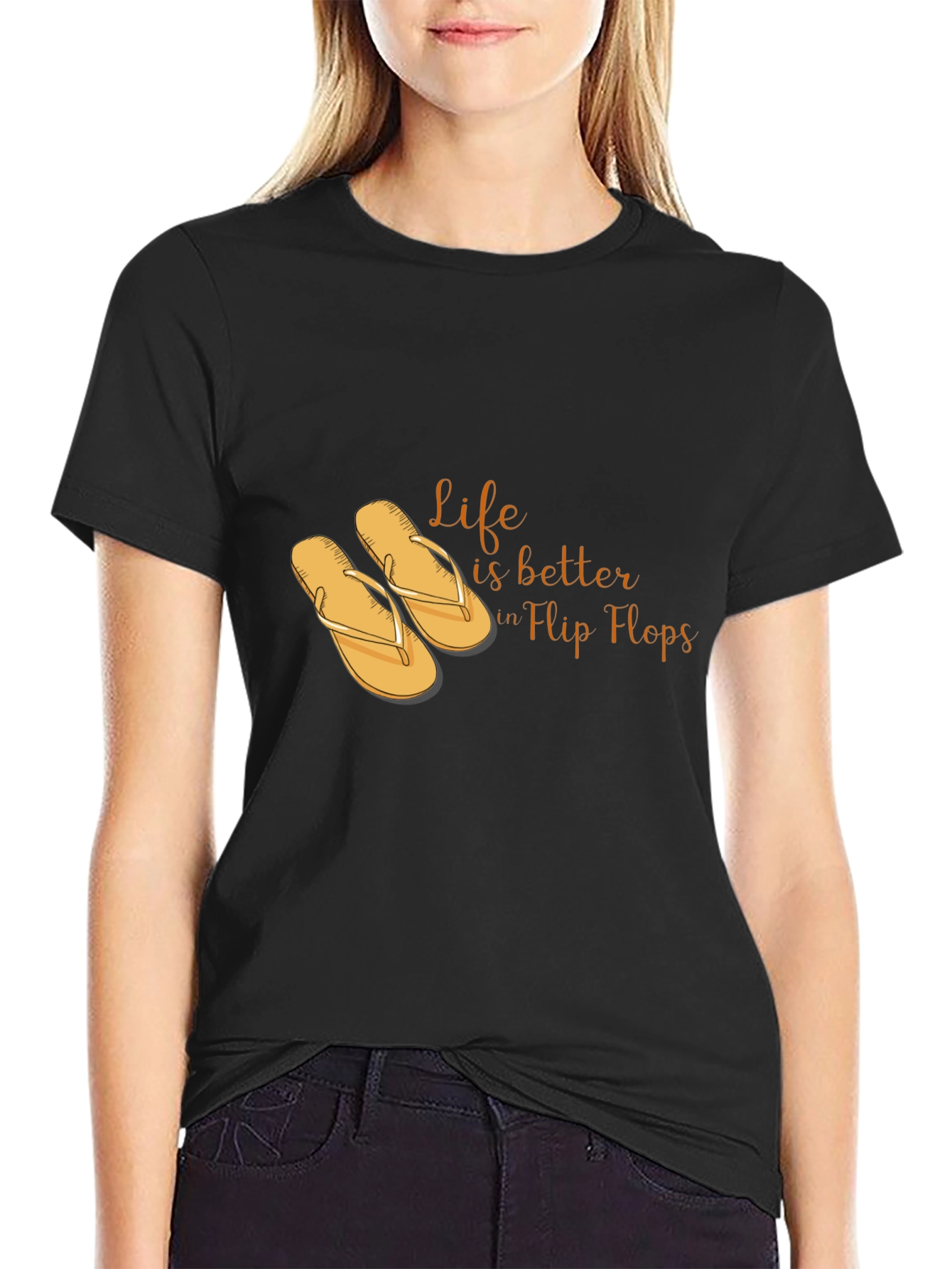 Life is Better in Flip Flops Black T-Shirt