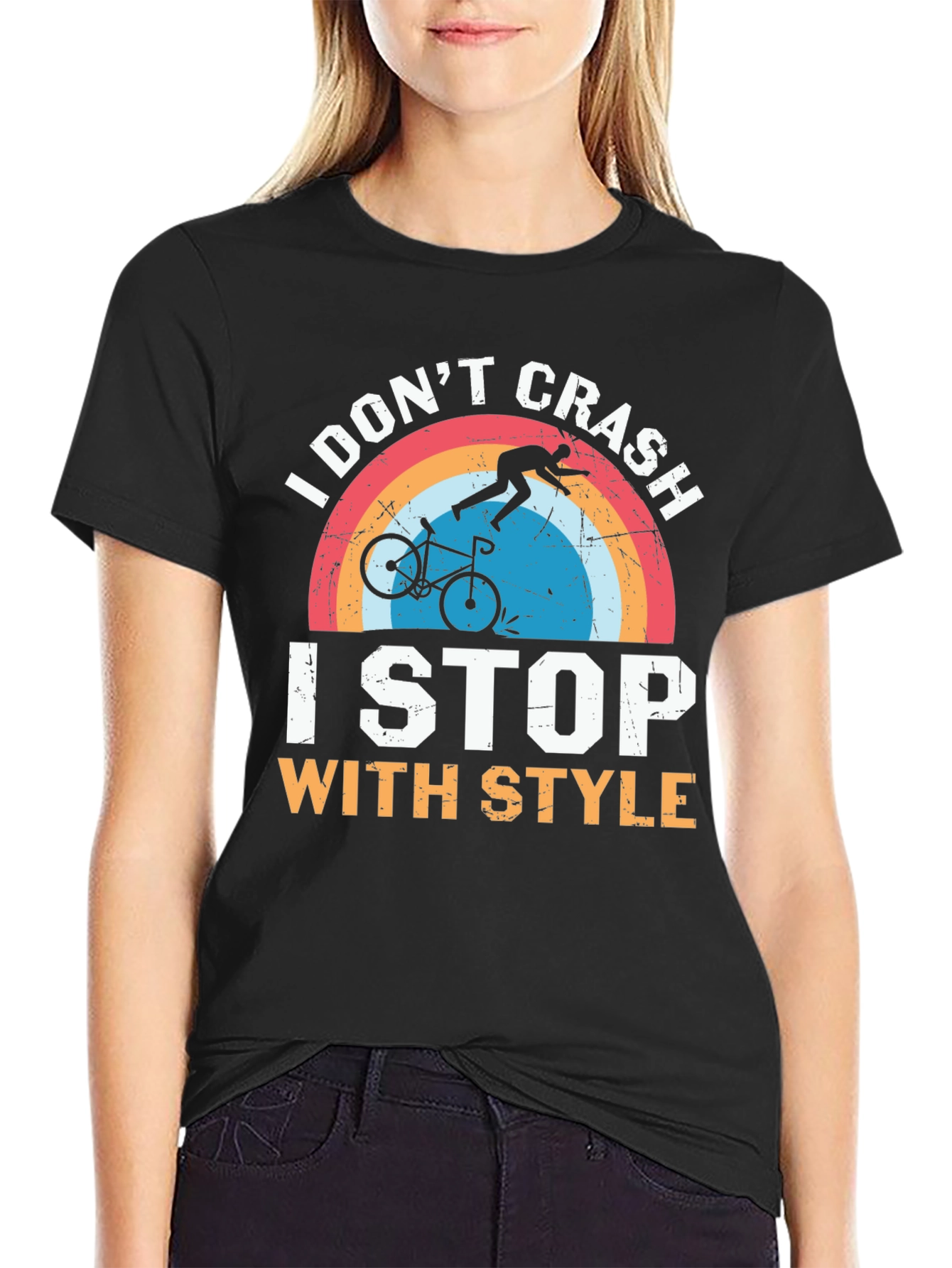 I Dont Crash I Stop With Style Black T-Shirt