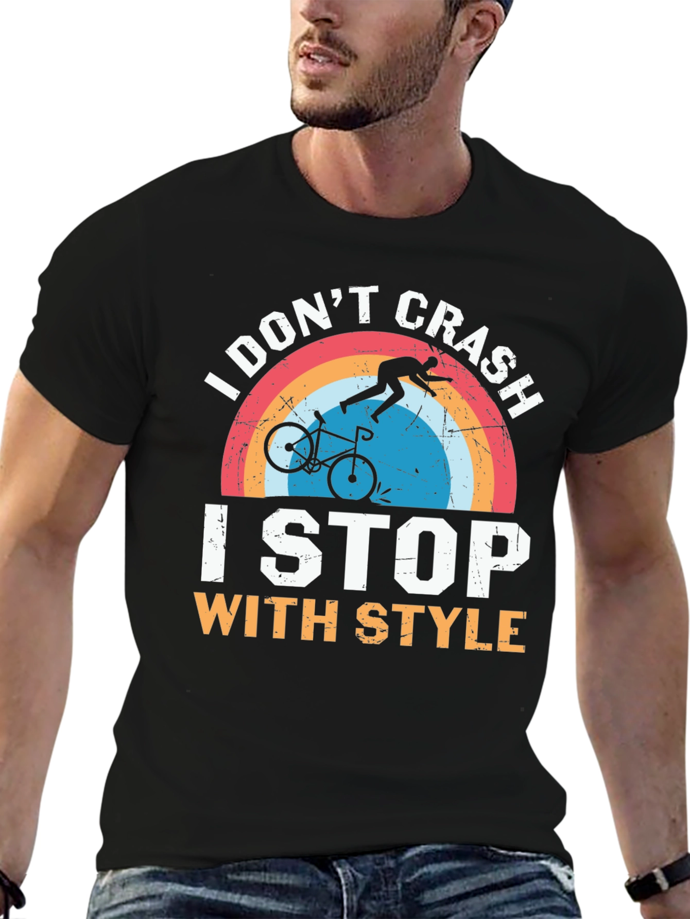 I Dont Crash I Stop With Style Black T-Shirt