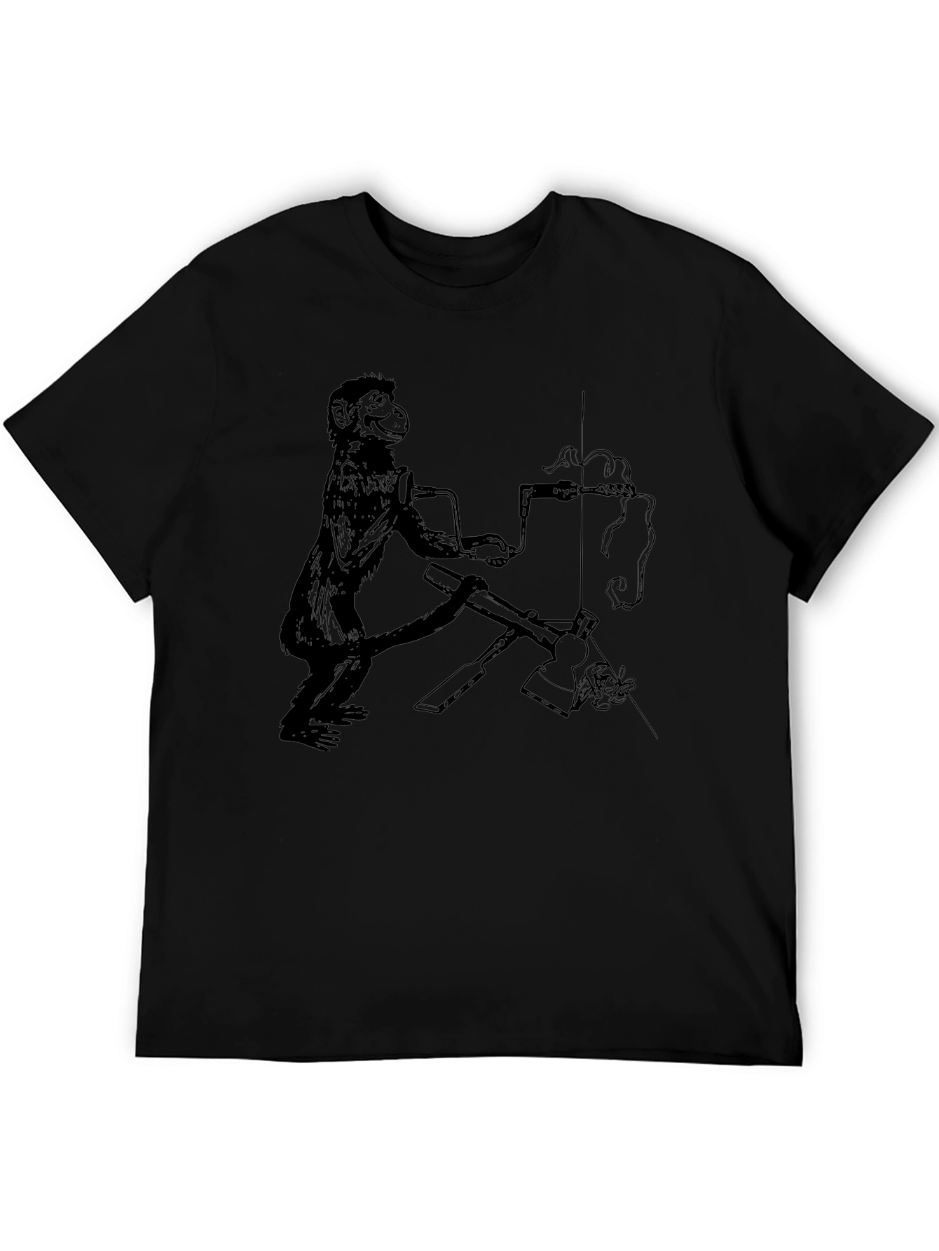 Monkey Machinist T-Shirt - Quirky Black Tee