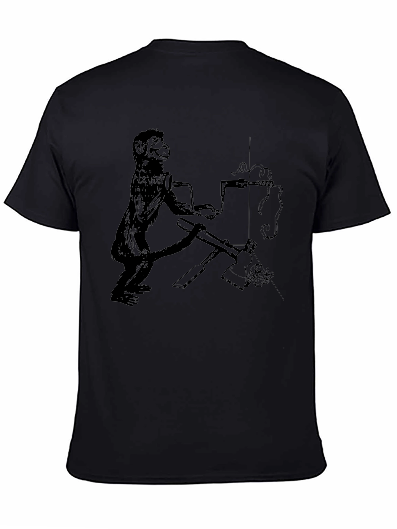 Monkey Machinist T-Shirt - Quirky Black Tee