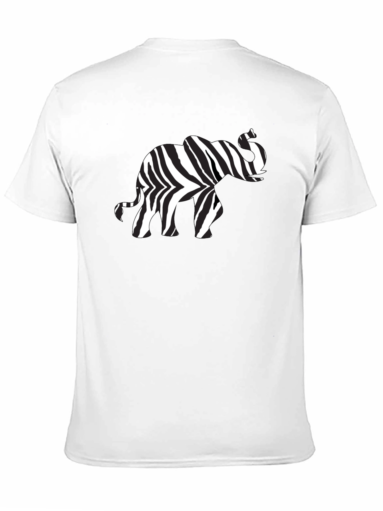 Zebra Elephant Print Black T-Shirt