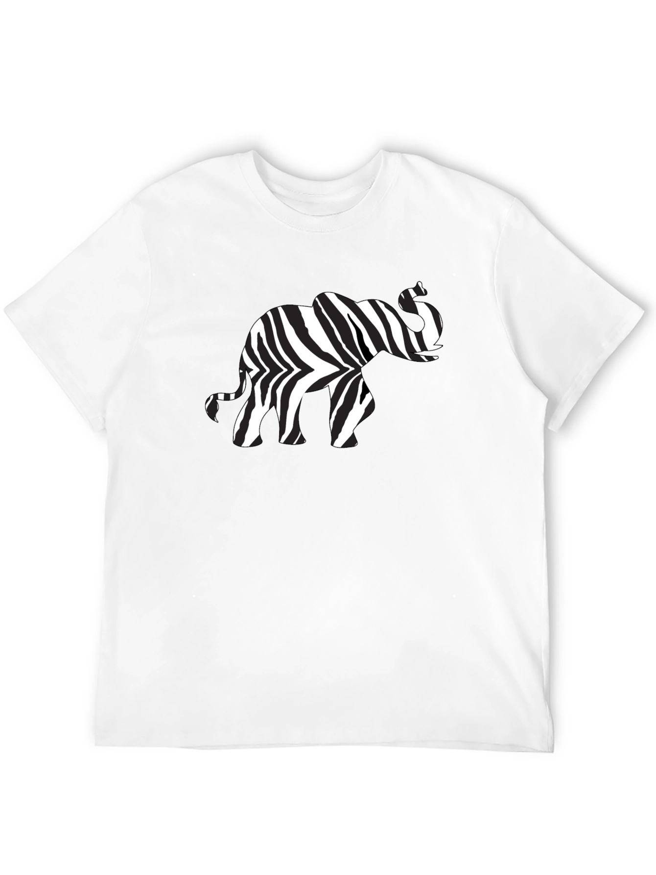 Zebra Elephant Print Black T-Shirt