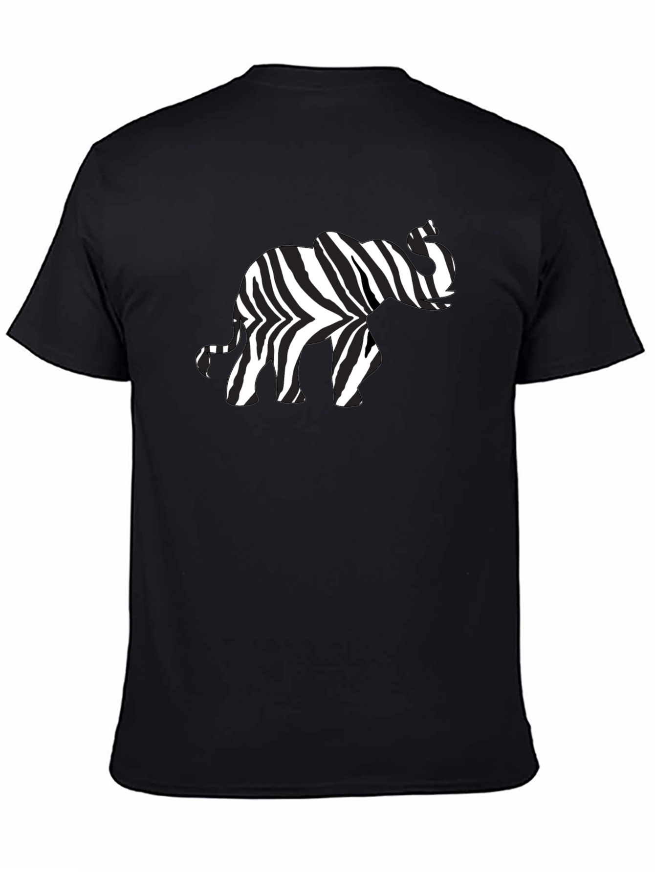 Zebra Elephant Print Black T-Shirt