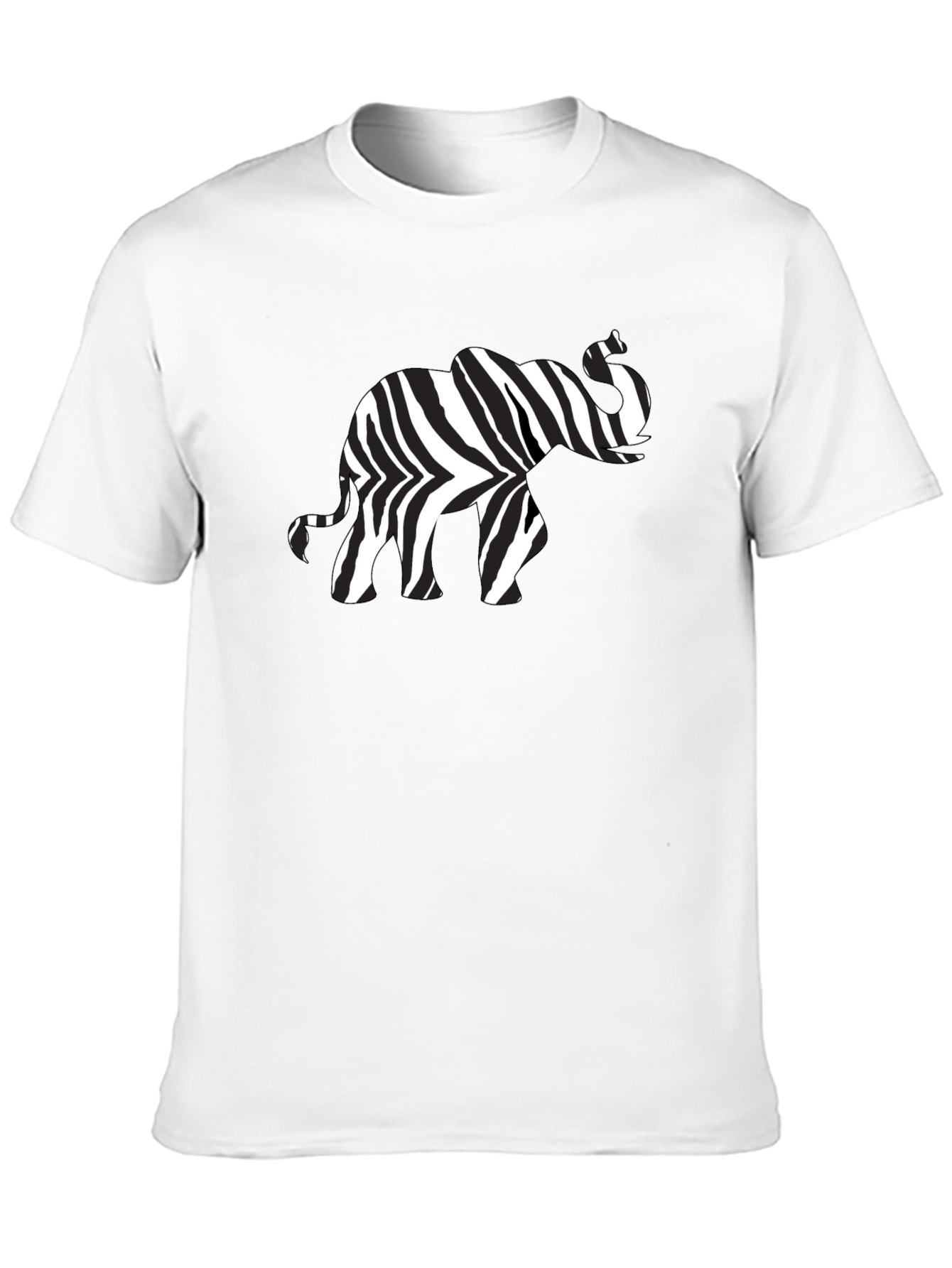 Zebra Elephant Print Black T-Shirt