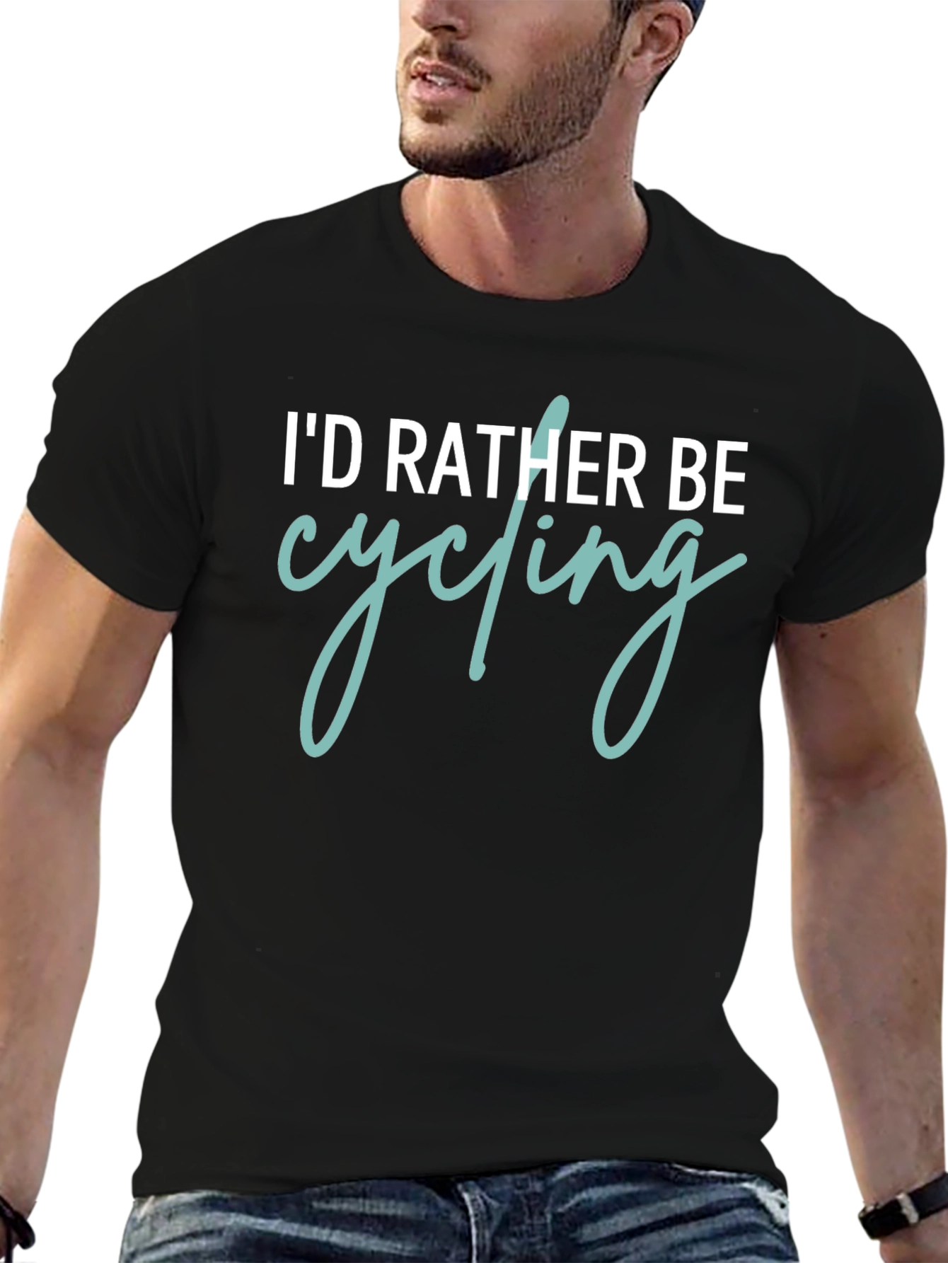 Id Rather Be Cycling Graphic Tee - Black Cotton