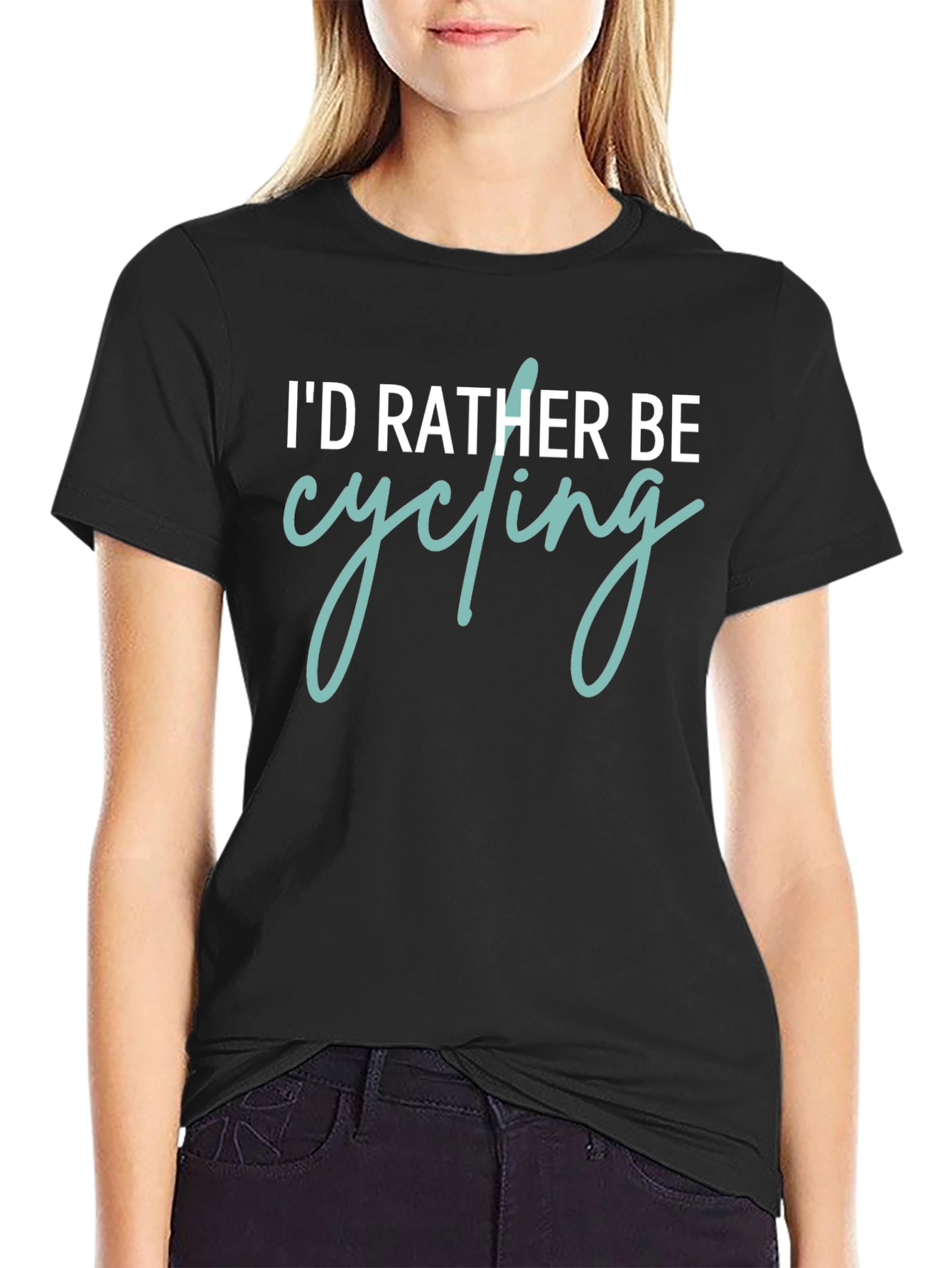 Id Rather Be Cycling Graphic Tee - Black Cotton