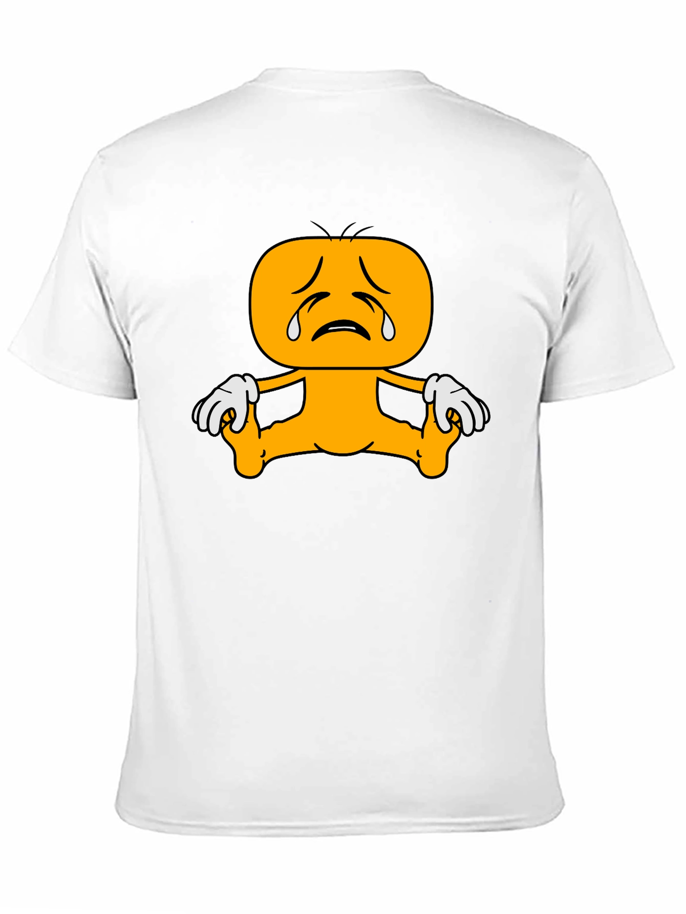 Sad Cartoon Character Graphic Tee - Black