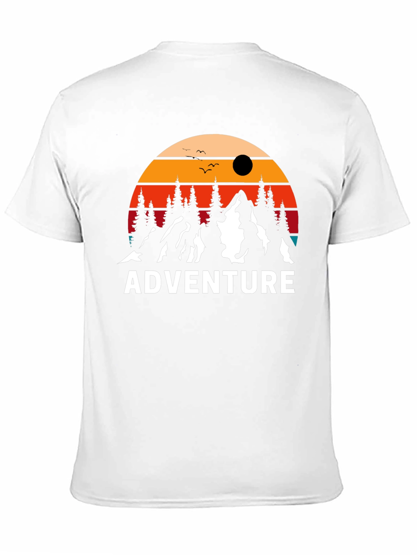 Adventure Graphic Tee: Retro Mountain Sunset Design