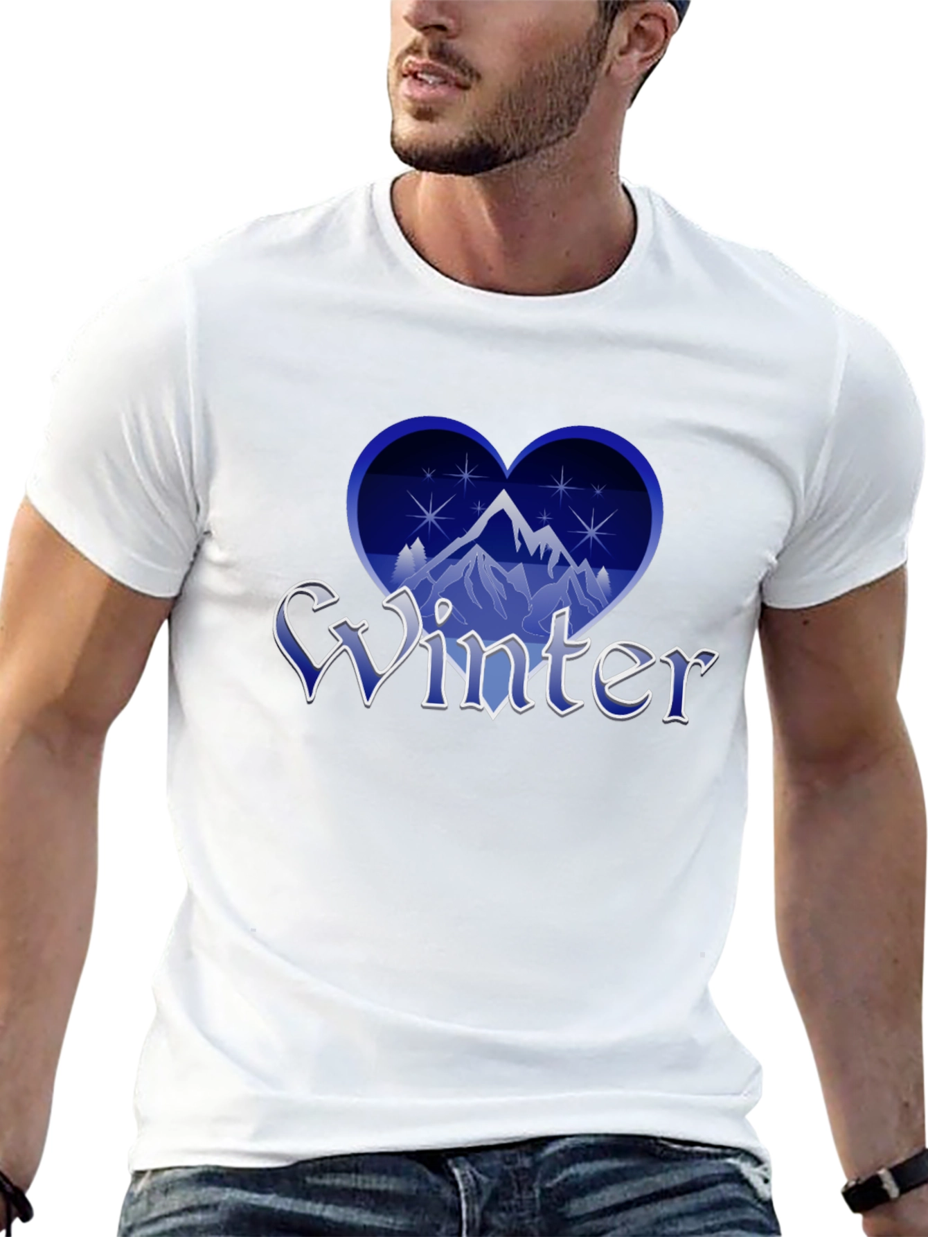 Winter Heart Mountain T-Shirt - Stylish Graphic Tee
