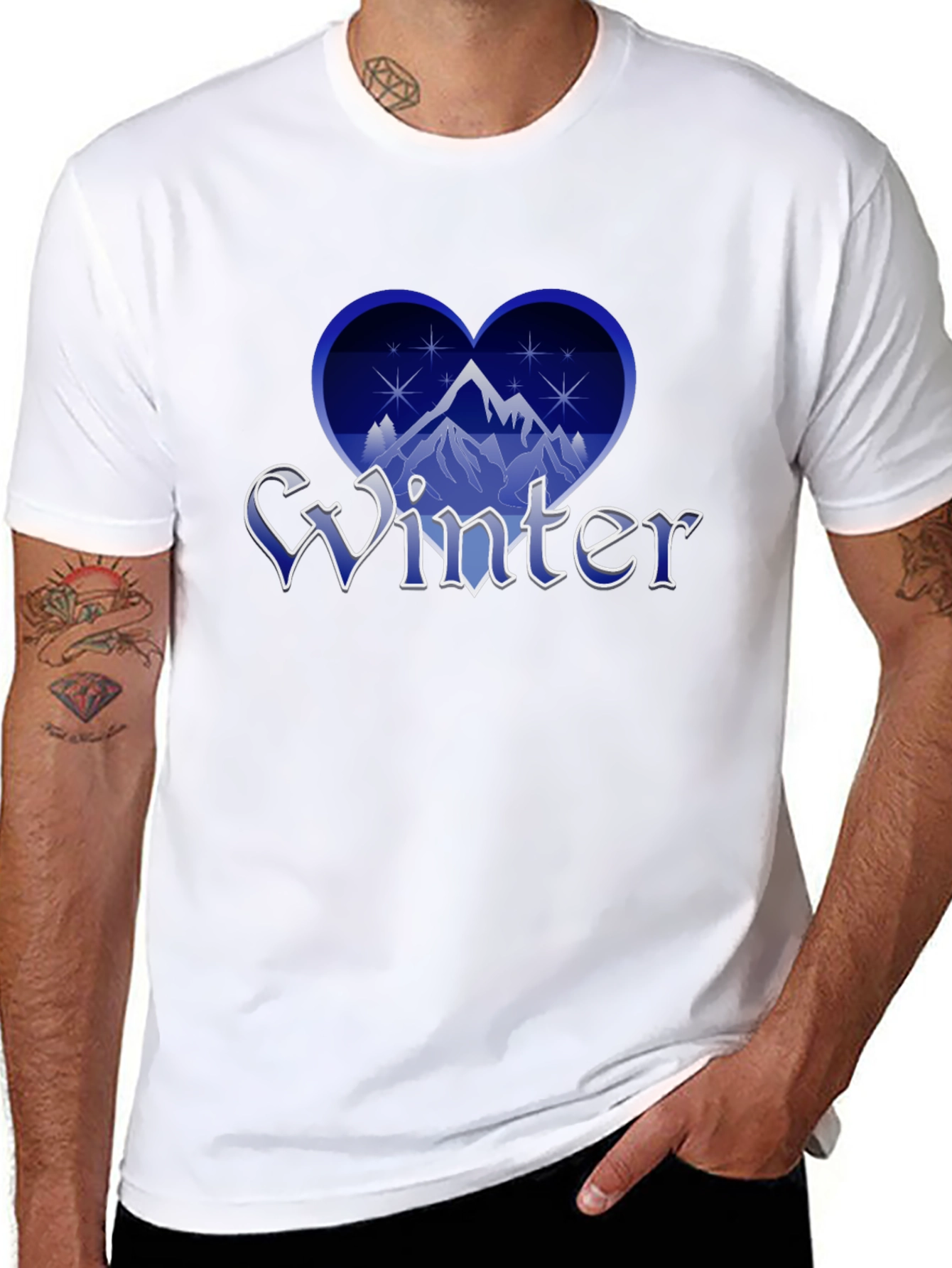 Winter Heart Mountain T-Shirt - Stylish Graphic Tee