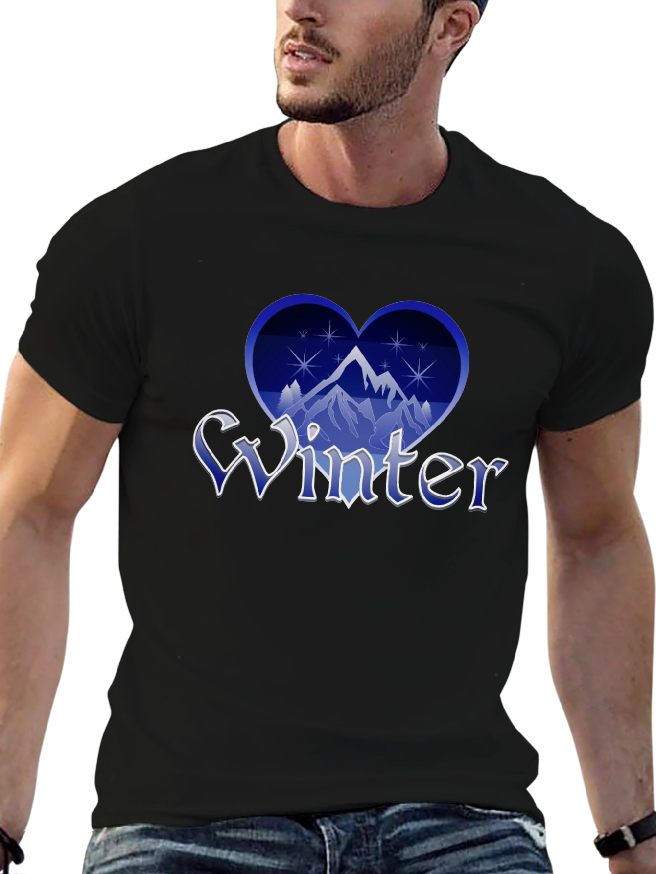 Winter Heart Mountain T-Shirt - Stylish Graphic Tee