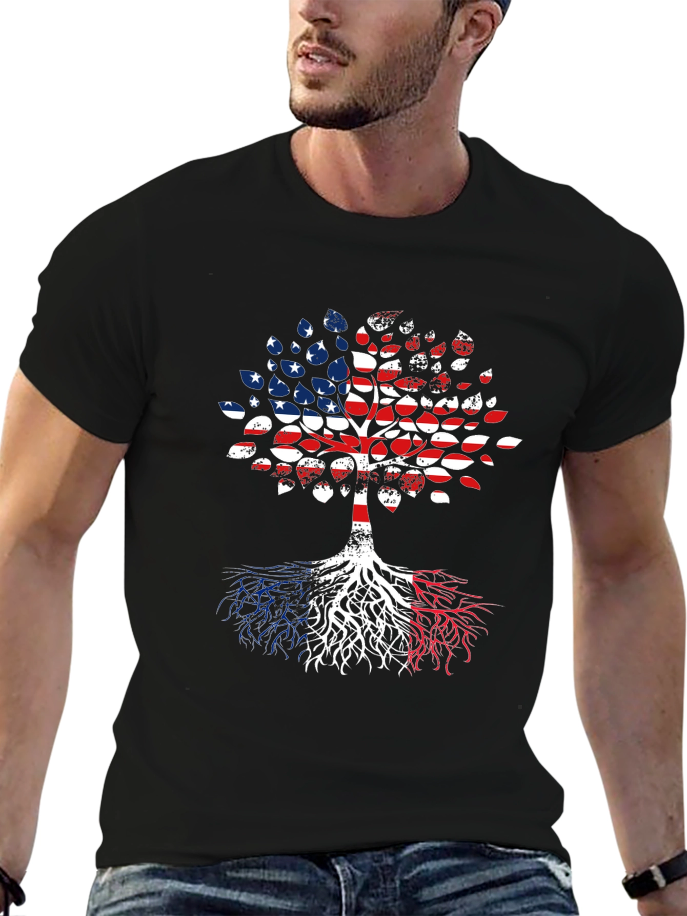 USA France Roots Tree T-Shirt