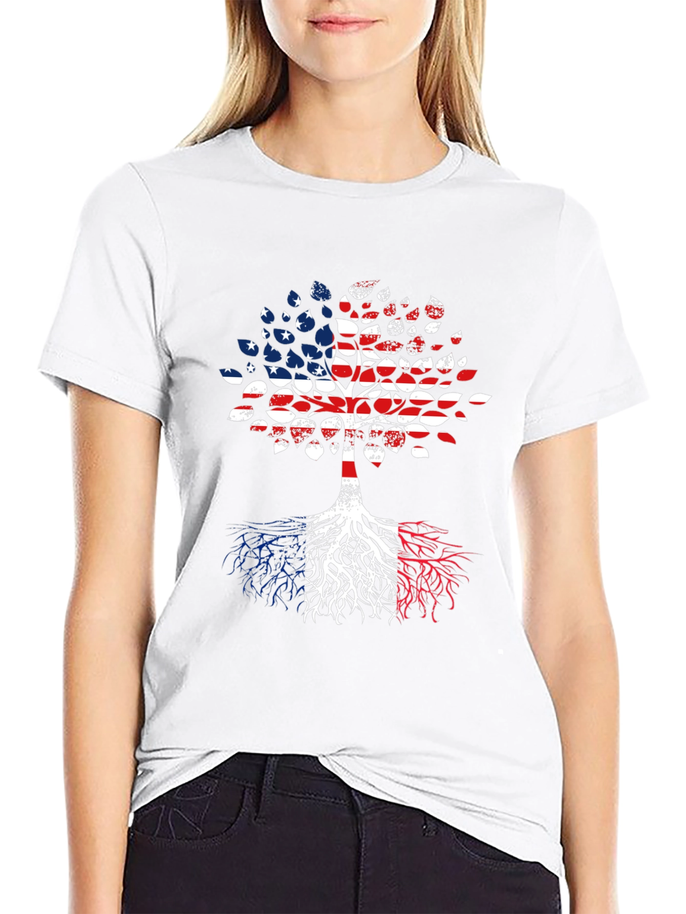 USA France Roots Tree T-Shirt