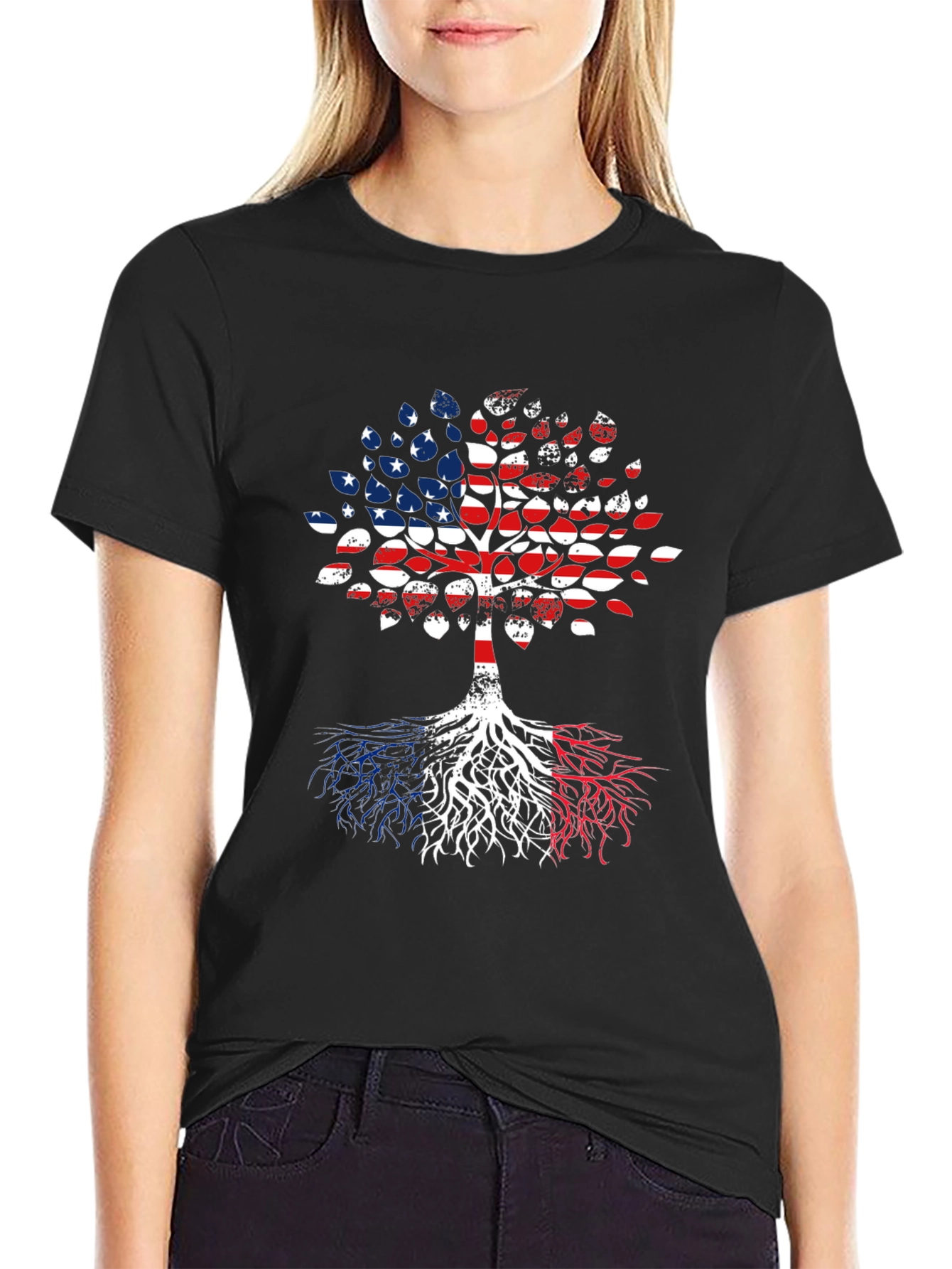 USA France Roots Tree T-Shirt